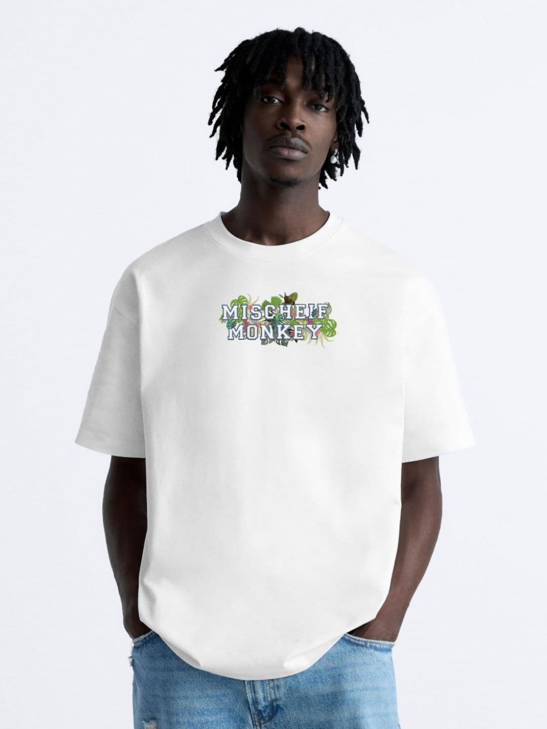 MISCHIEF MONKEY Men Typography Printed Round Neck Pure Cotton T-shirt - view 1