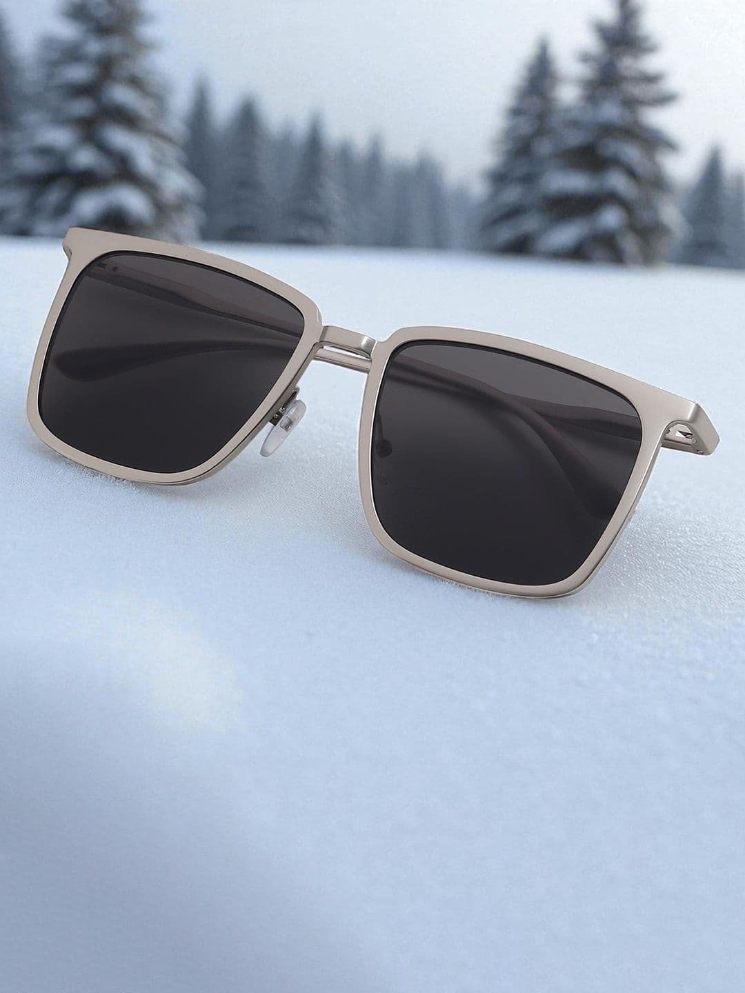 Provogue Unisex Grey Lens & Silver-Toned Wayfarer Sunglasses with - view 1