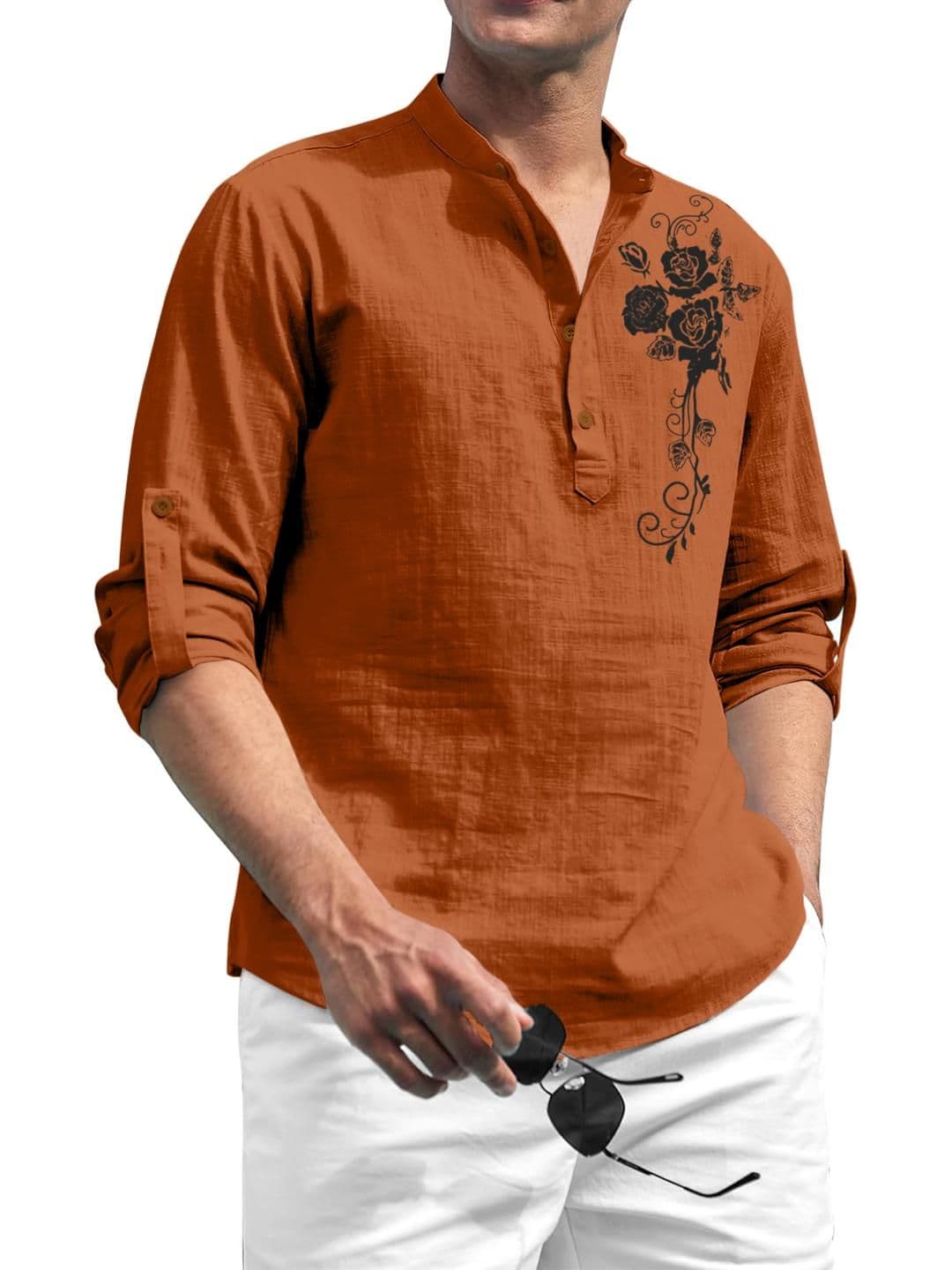 Fifth U Men Brown Cotton Kurtas - view 1