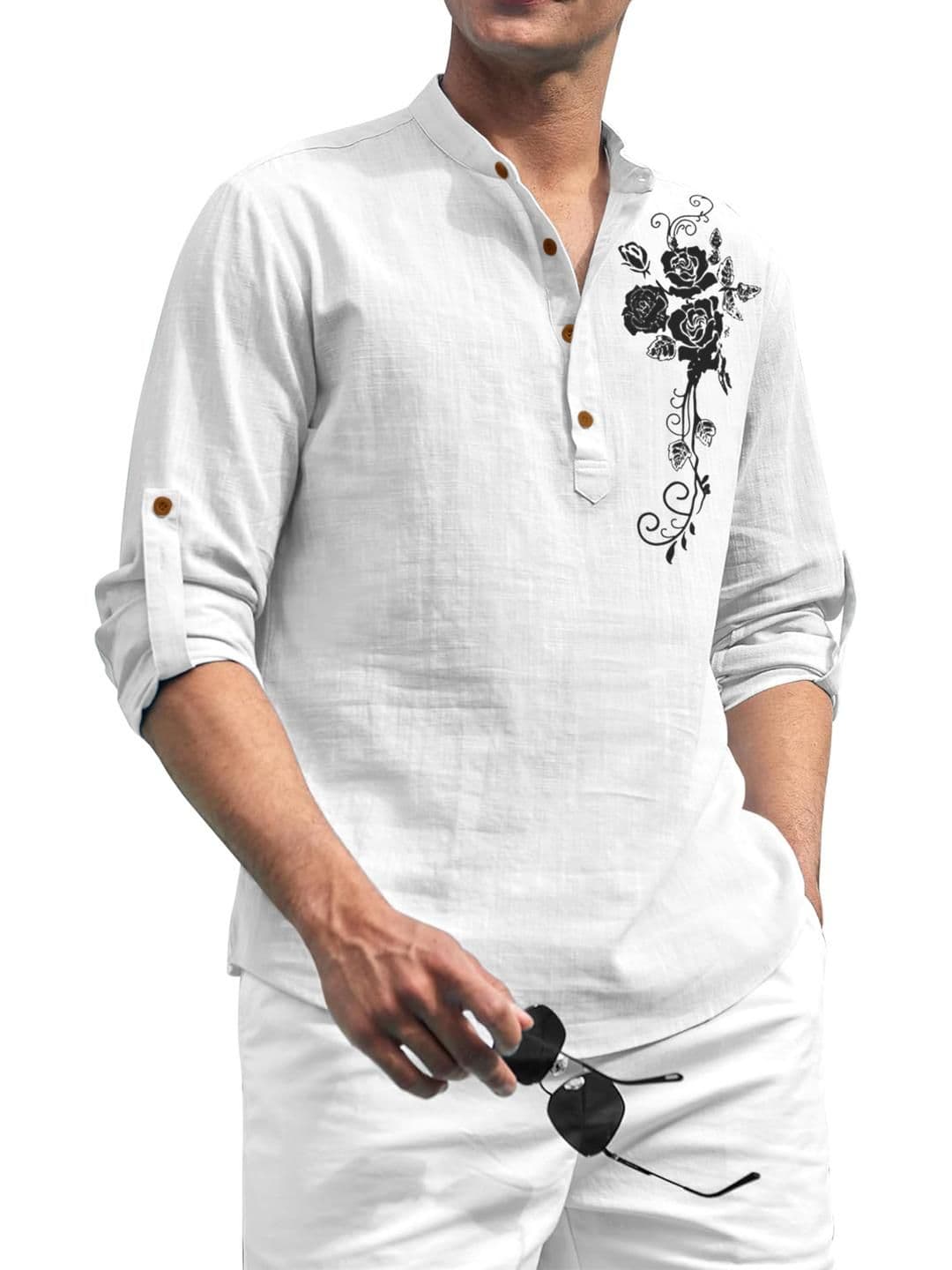 Fifth U Men White Cotton Kurtas - view 1