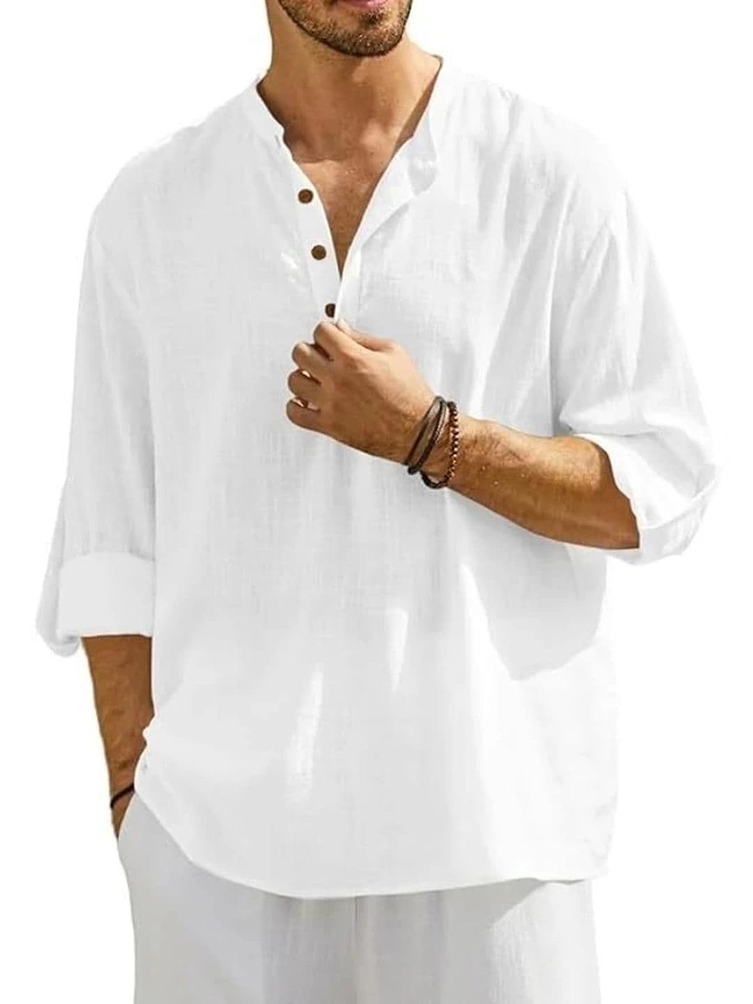 Edin Men White Straight Blended Kurtas - view 1