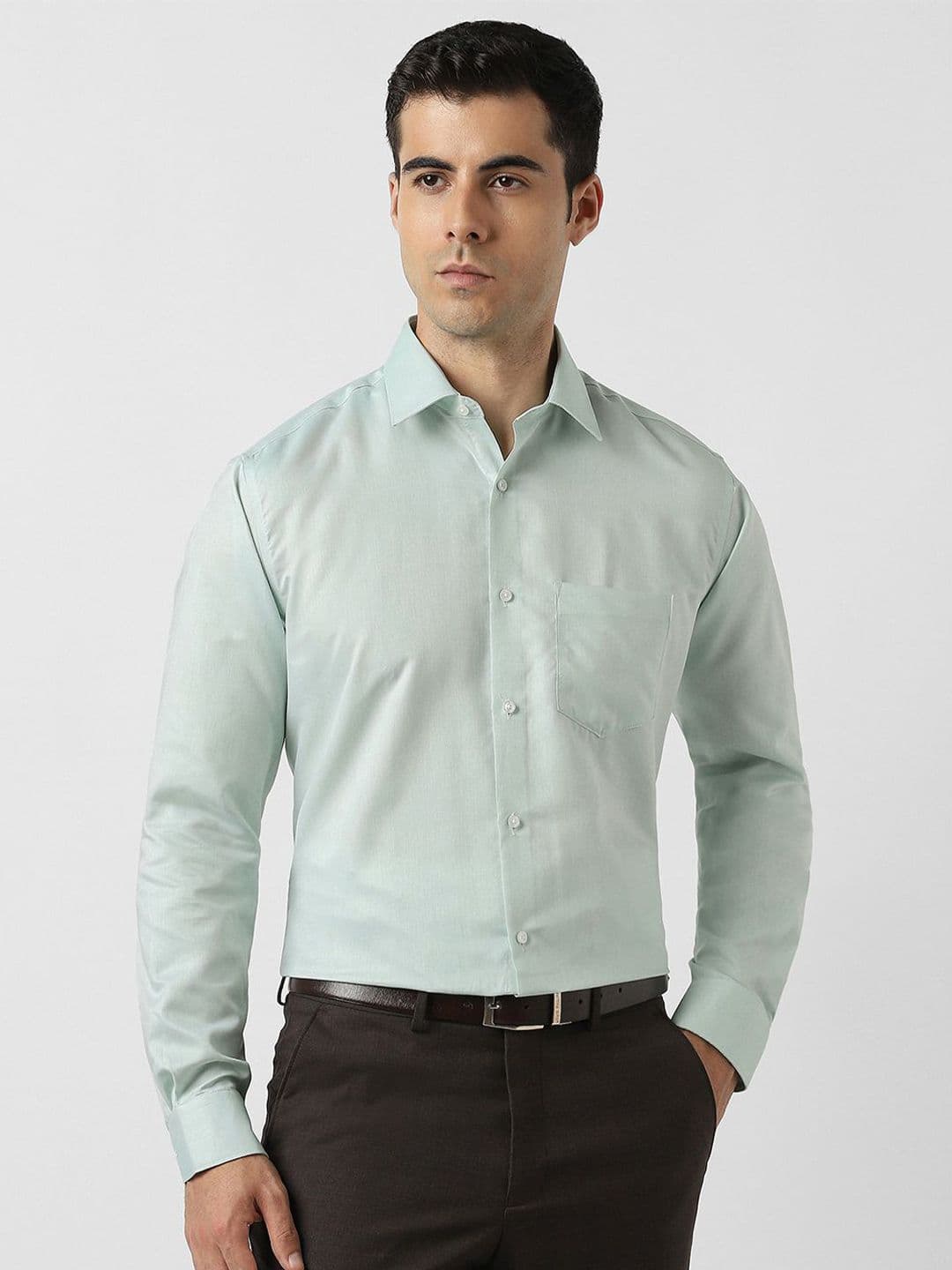 Van Heusen Men Solid Spread Collar Cotton Formal Shirt - view 1