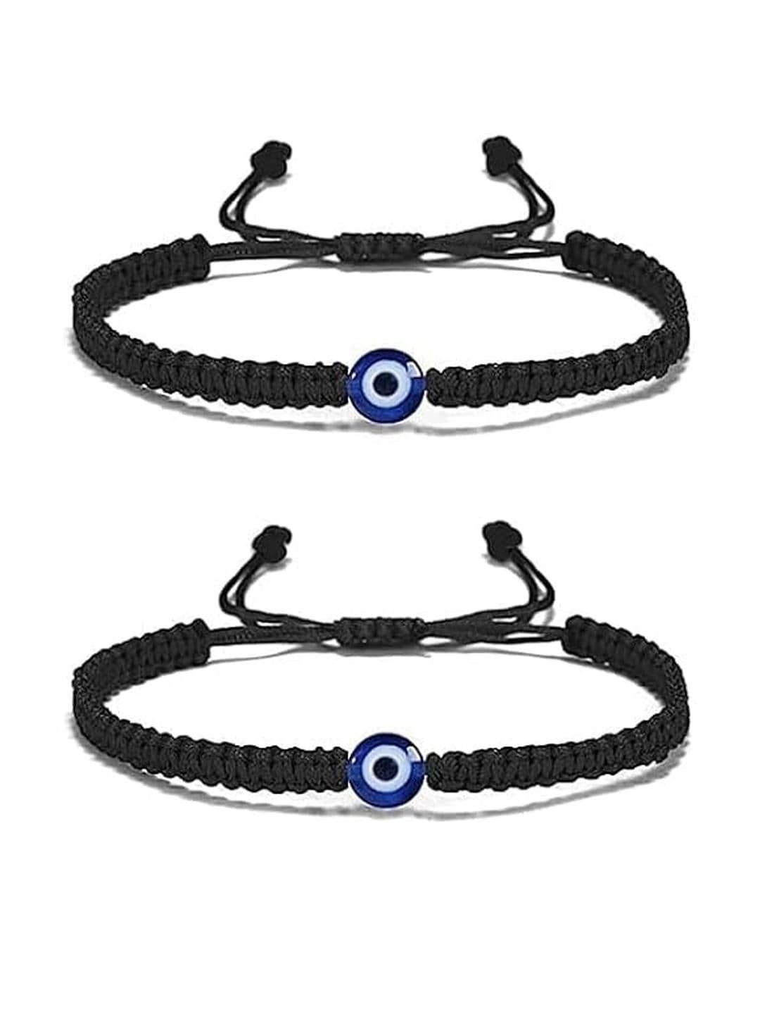 SUSVIJ Unisex Black Pack of 2 Braided Evil Eye Bracelet - view 1