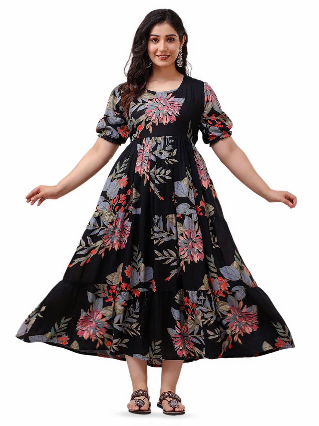 KALINI Floral Printed Maternity Anarkali Kurta - view 1