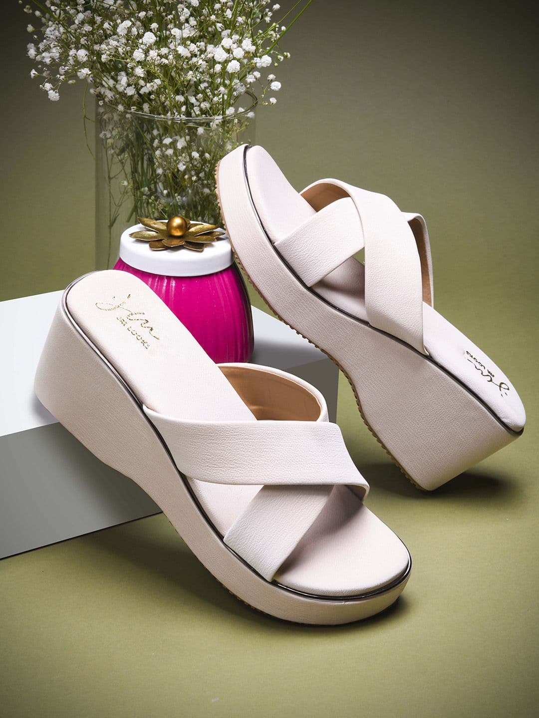 JM Looks Women Textured Open Toe Wedge Heels Sandals - view 1