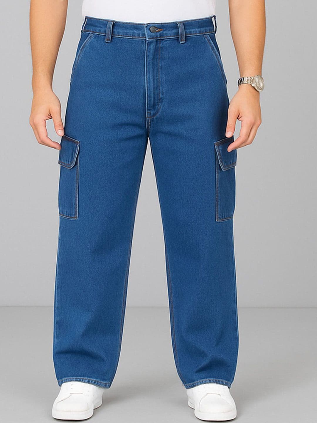 me Queen Men Cotton Straight Fit Mid-Rise Cargo Jeans - view 1