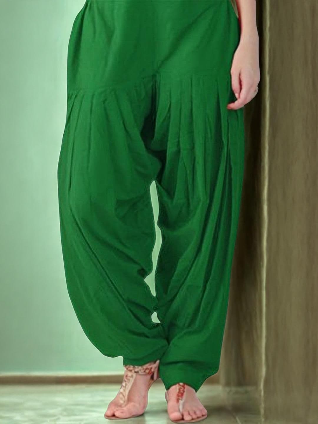 Mytrendzs Green Pure Cotton Pleated Patiala Salwar - view 1