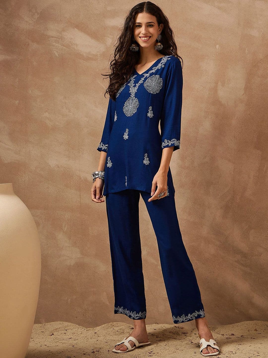 Anouk Embroidered Tunic With Trousers Co-Ords - view 1