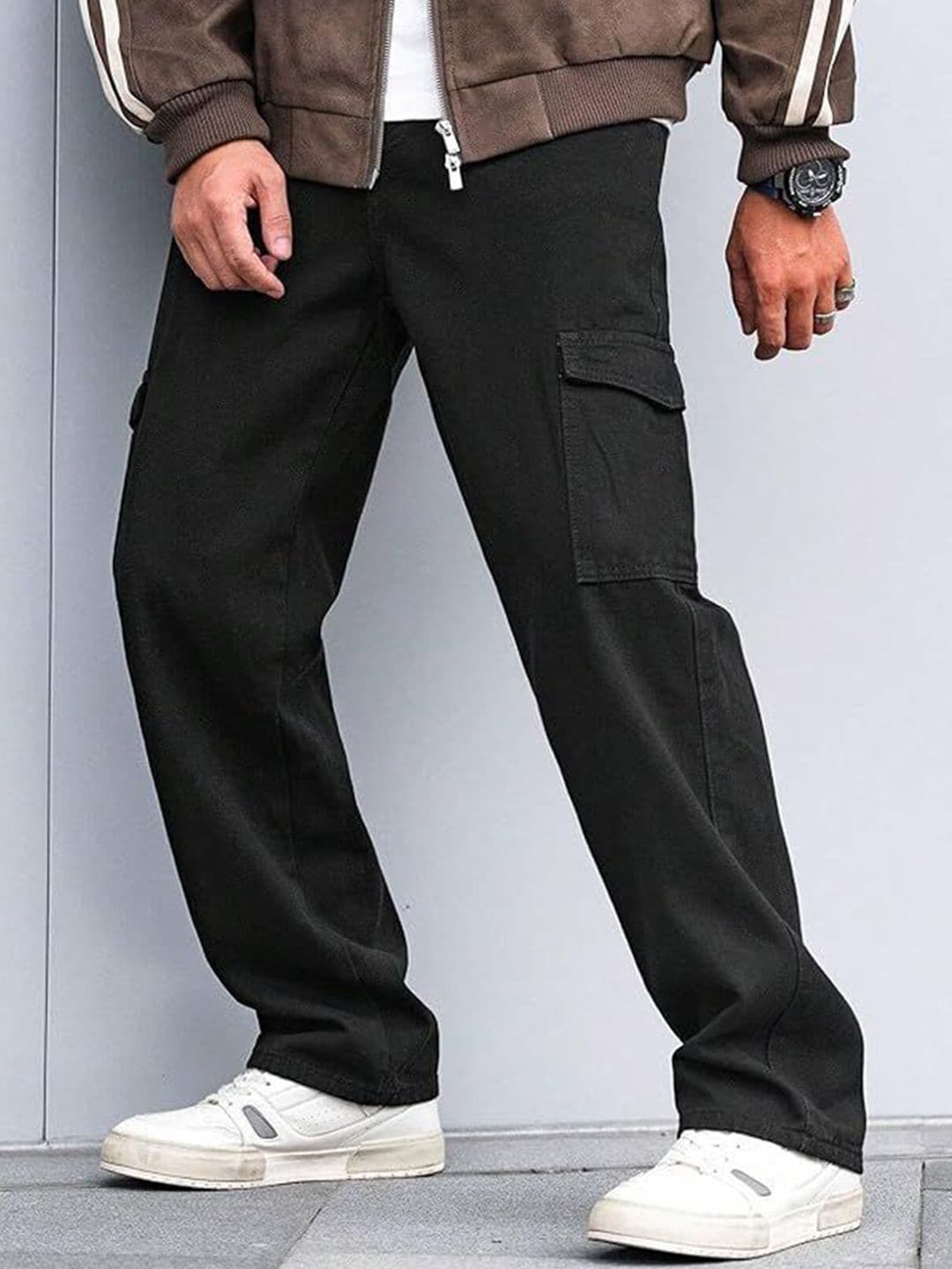 me Queen Men Wide Leg Mid-Rise Cotton Cargo Jeans - view 1