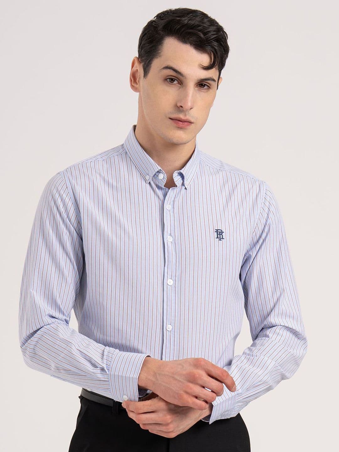 Red Tape Relaxed Fit Striped Spread Collar Long Sleeves Cotton Shirt - view 1