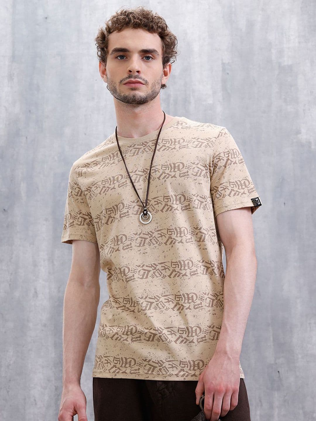 WROGN Men Typography Printed Round Neck Pure Cotton T-shirt - view 1