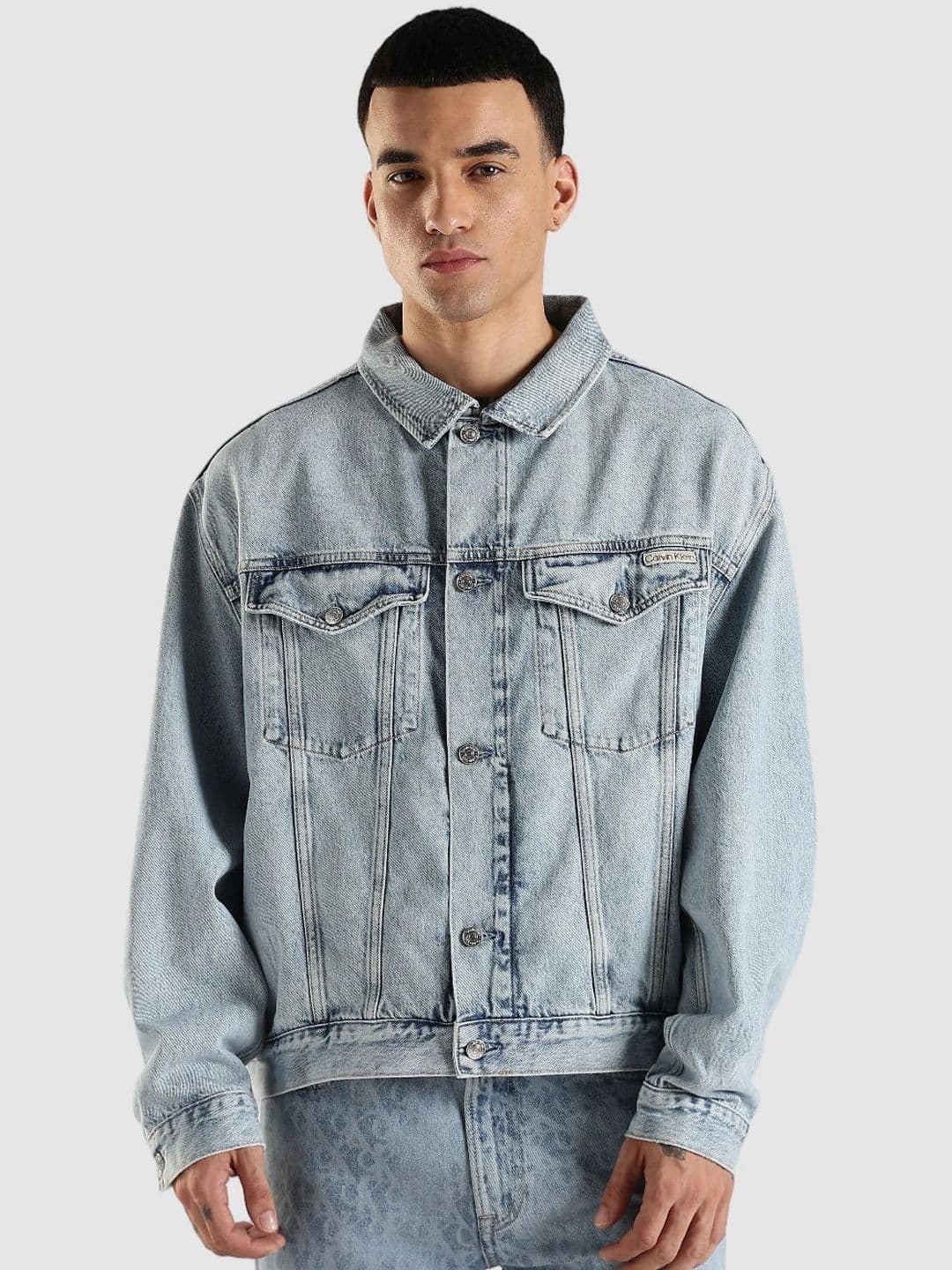Calvin Klein Jeans Spread Collar Denim Pure Cotton Jacket - view 1