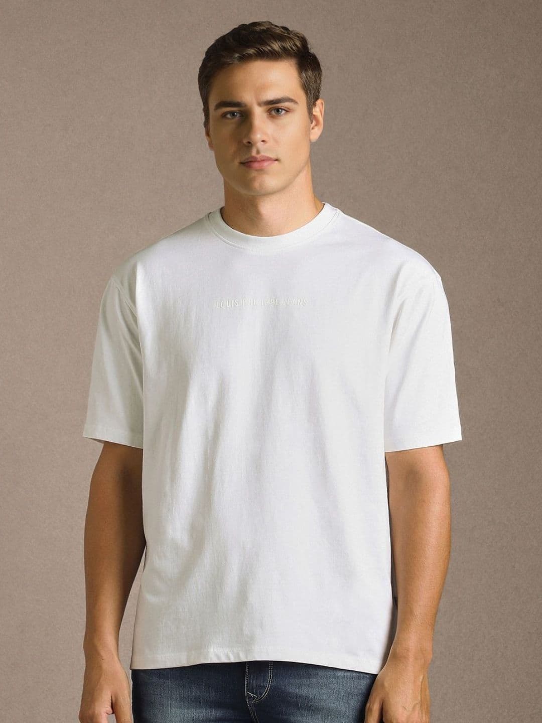 Louis Philippe Jeans Round Neck Cotton Relaxed Fit T-shirt - view 1