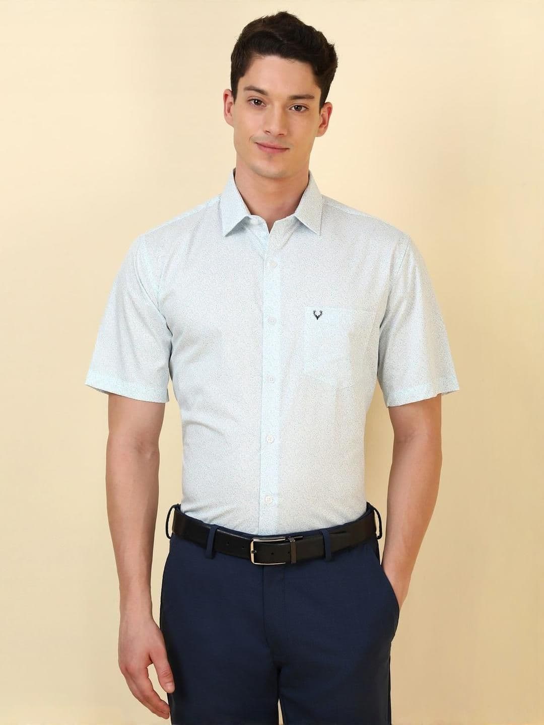 Allen Solly Slim Fit Micro Ditsy Printed Spread Collar Short Sleeves Pure Cotton Shirt - view 1