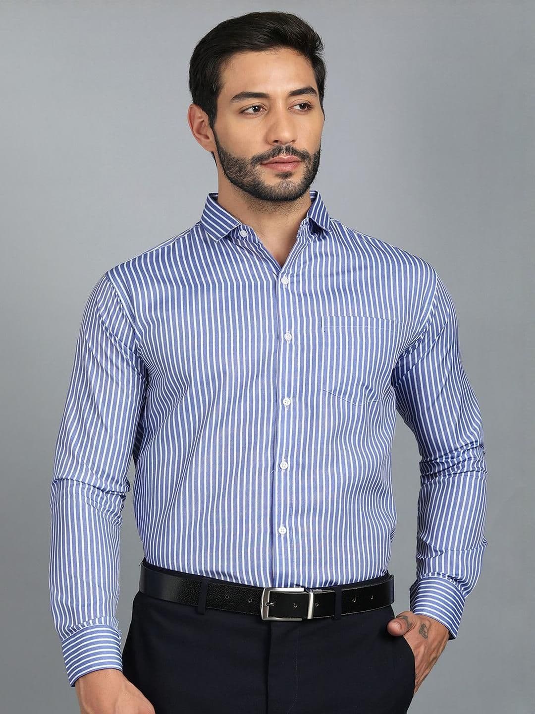 encore by INVICTUS Men Standard Fit Vertical Striped Spread Collar Cotton Formal Shirt - view 1