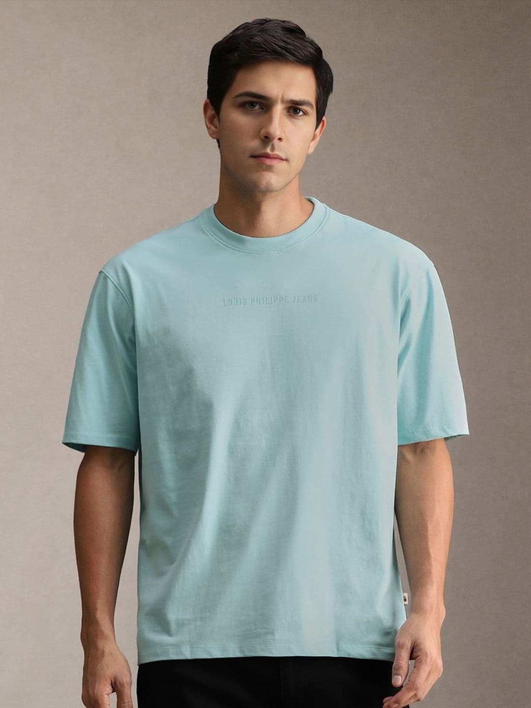 Louis Philippe Jeans Men Solid Round Neck Pure Cotton T-shirt - view 1