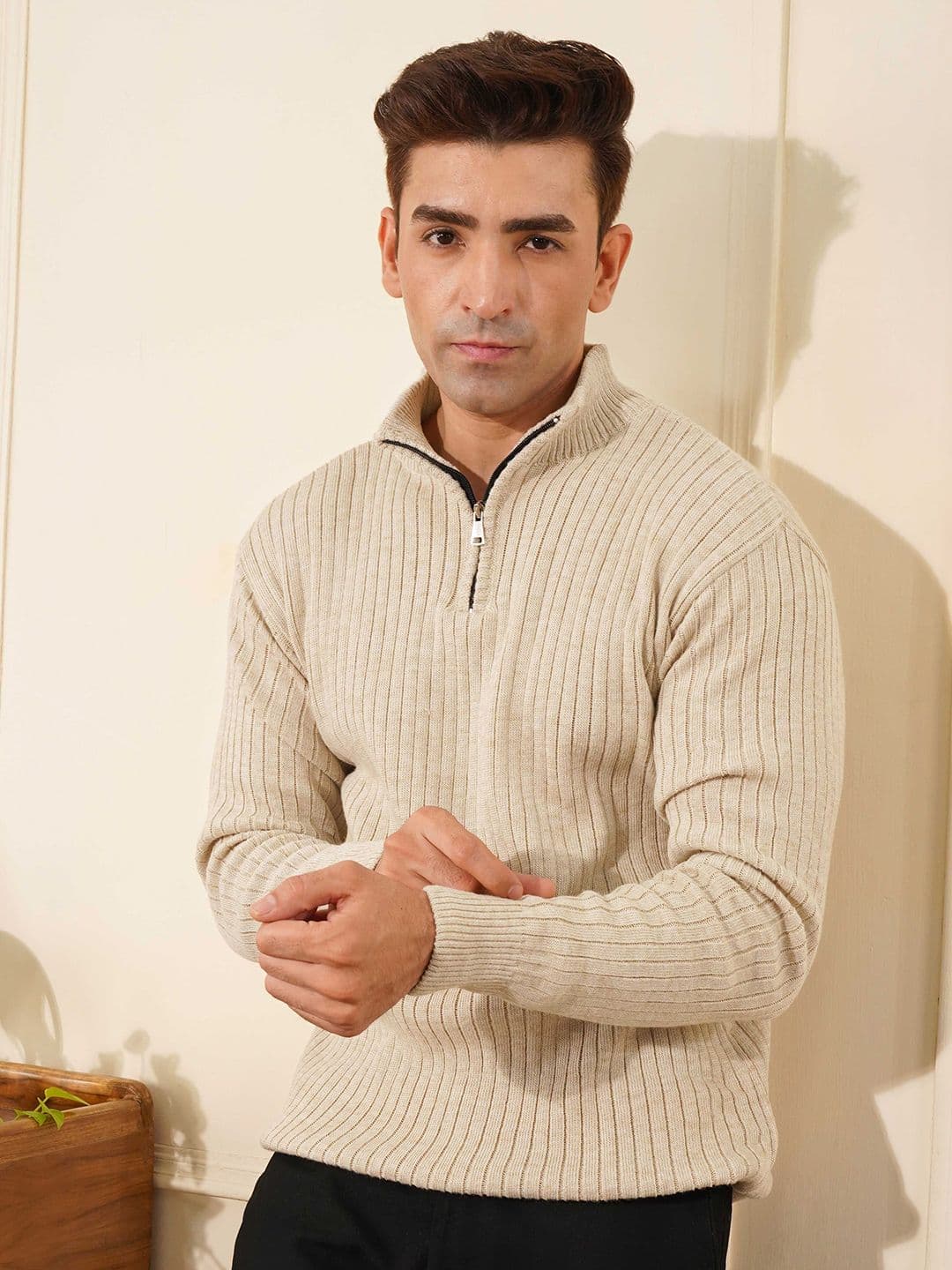 KVETOO Men Ribbed Half Zipper Pullover - view 1