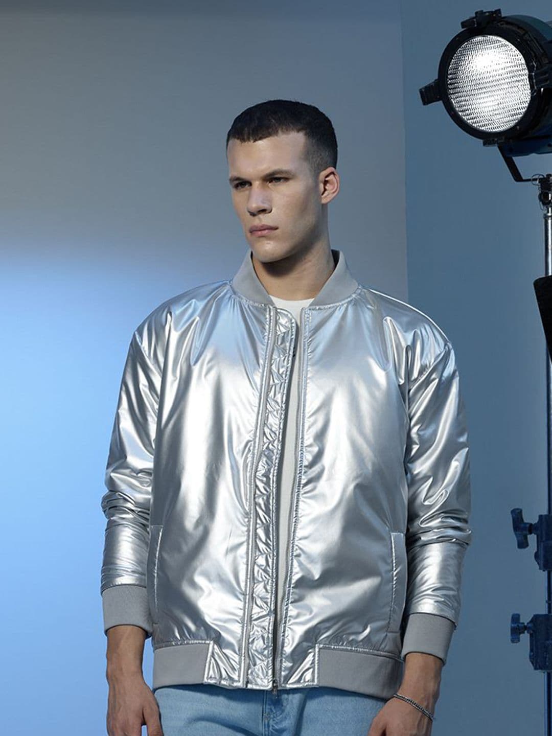 Snitch Stars Within Relaxed Fit Metallic Bomber Jacket - view 1