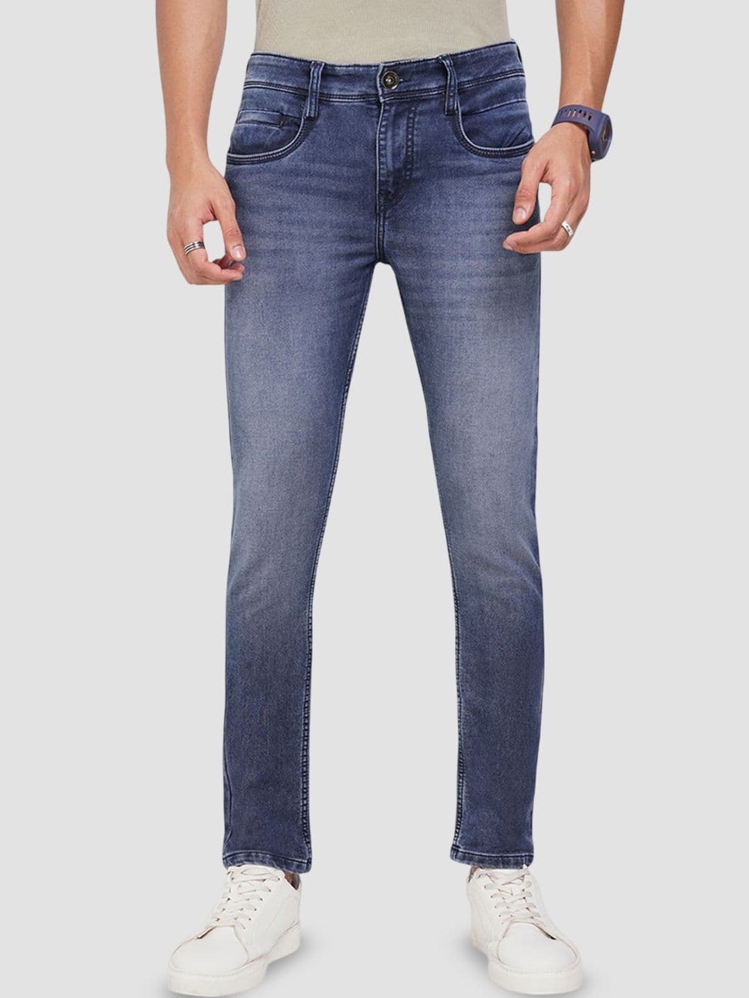 SF JEANS by Pantaloons Men Skinny Fit Mid-Rise Heavy Fade Jeans - view 1