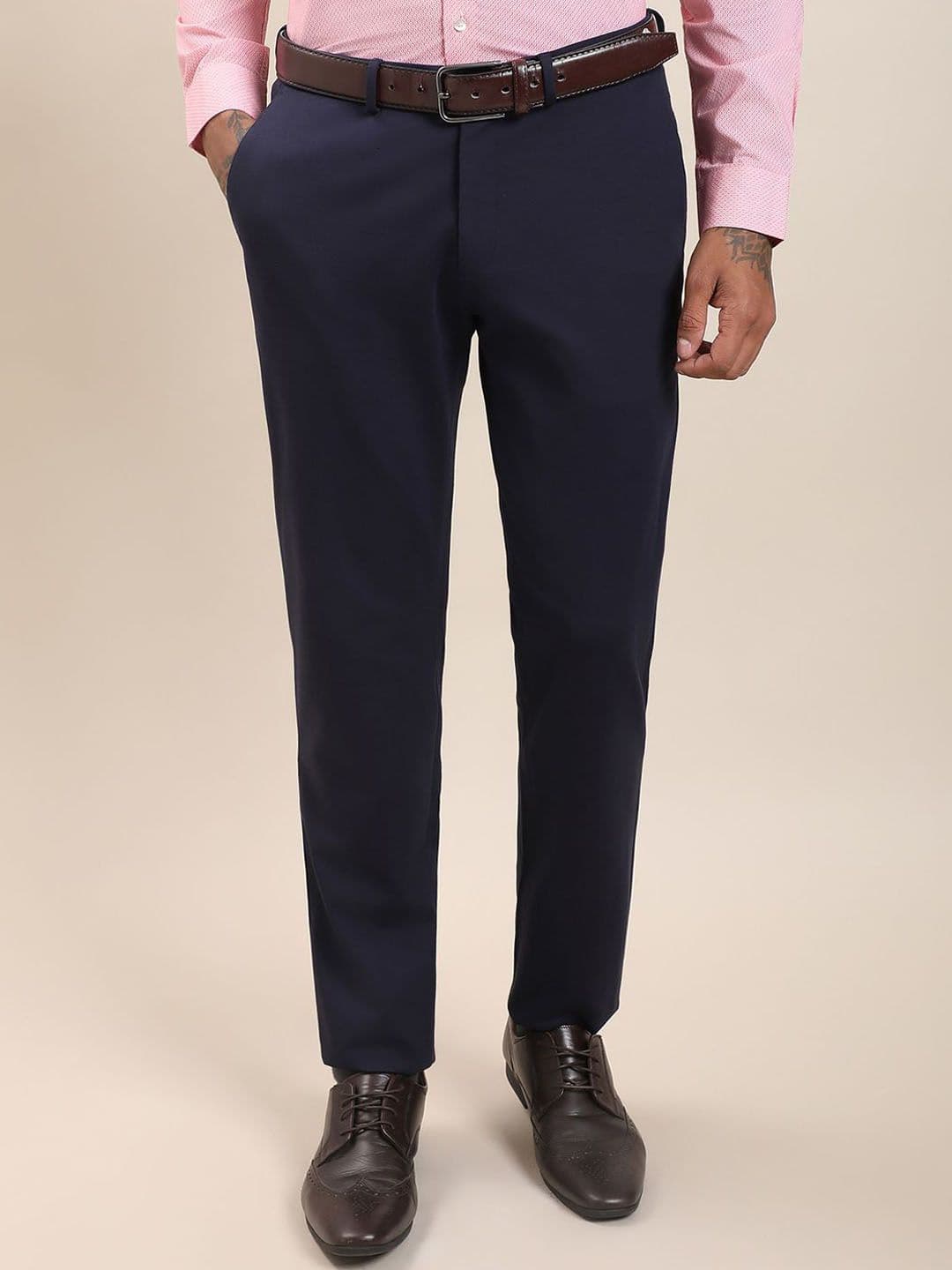Turtle Men Tailored Slim Fit Mid-Rise Formal Trousers - view 1