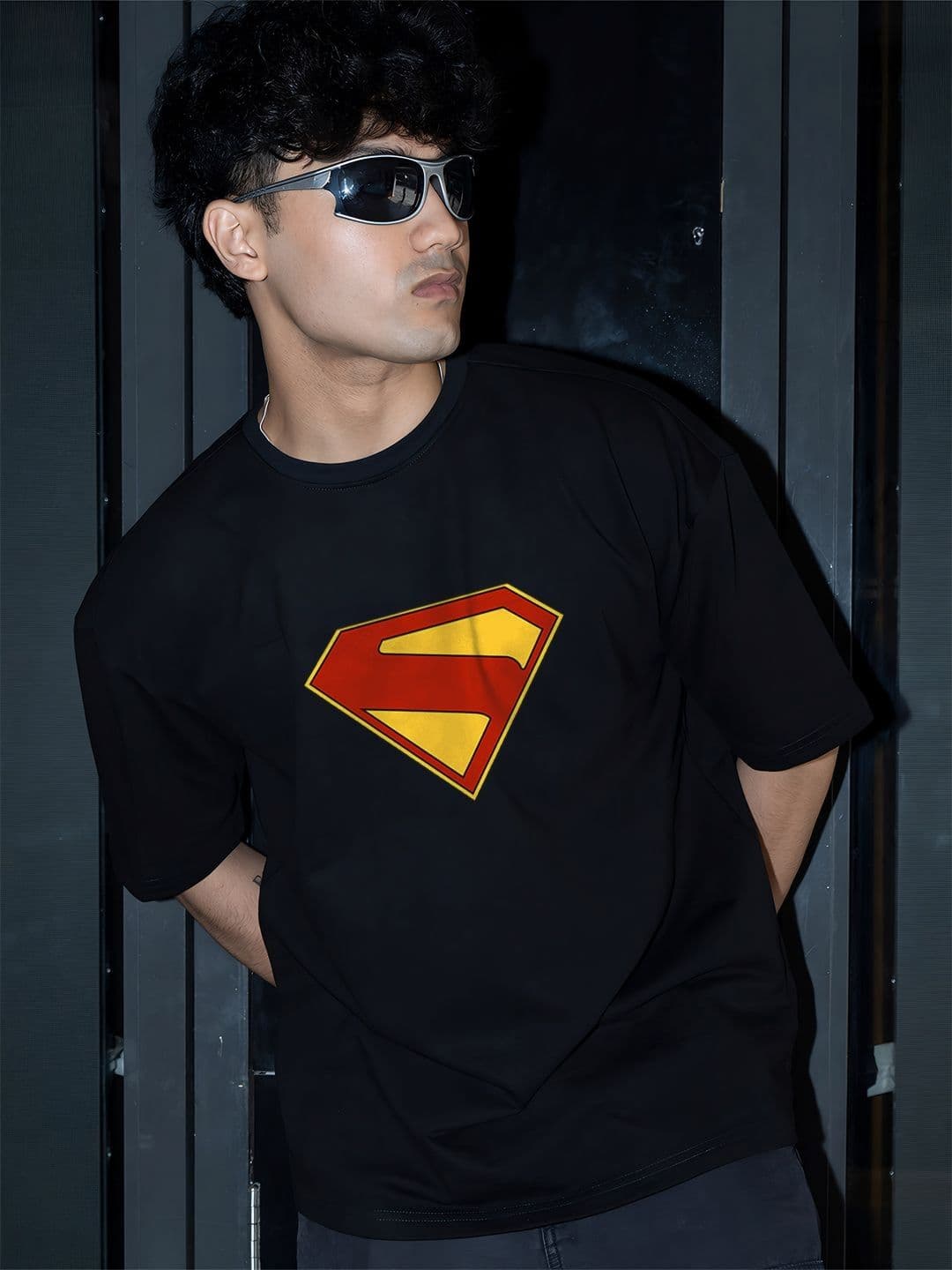 BDSQUARE Men Superman Superhero Printed Round Neck Cotton Oversized T-shirt - view 1