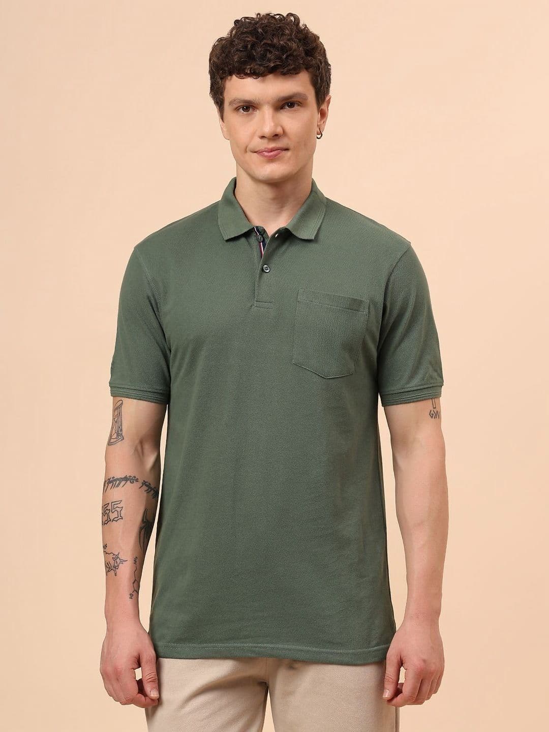 Cantabil Men Solid Polo Collar T-shirt - view 1
