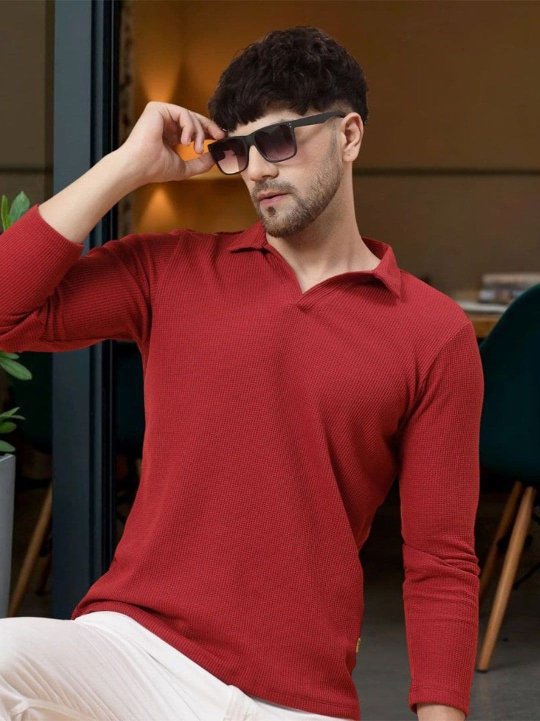 Rigo Men Self Design Polo Collar Cotton T-shirt - view 1