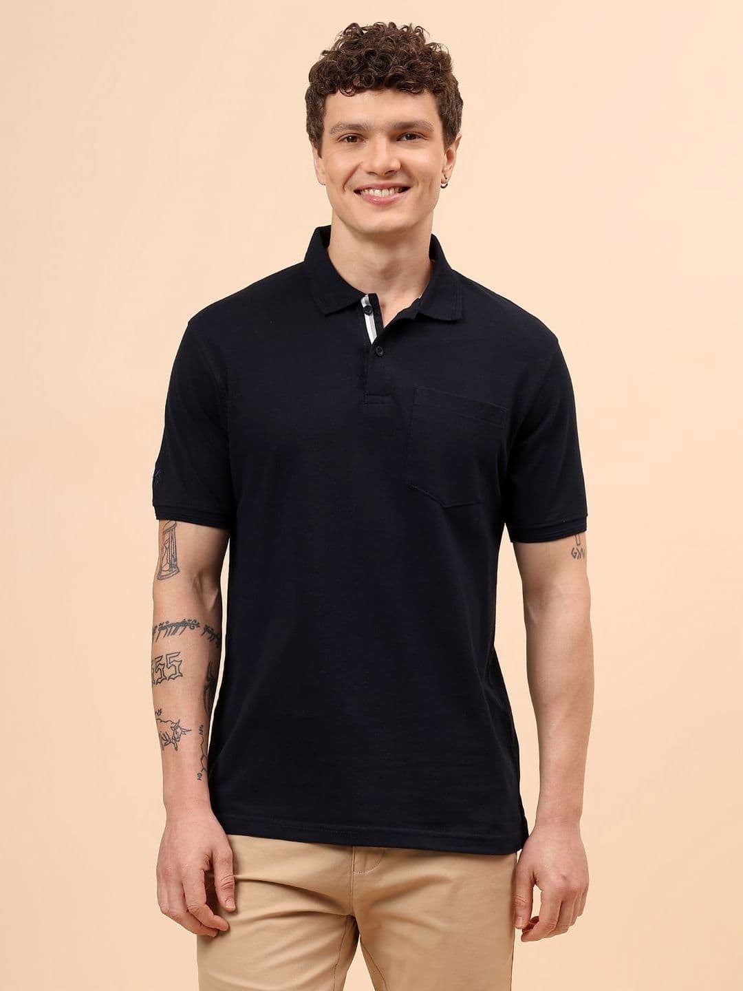Cantabil Polo Collar Short Sleeves Pocket Detail T-Shirt - view 1