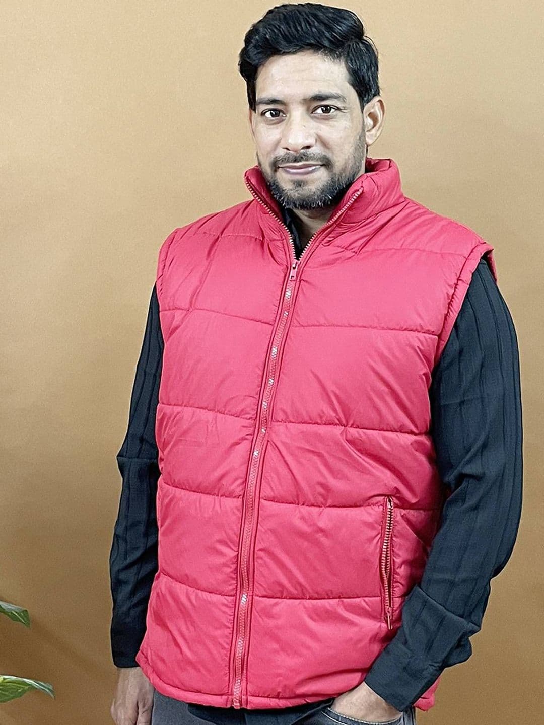 Stylecast X Kotty Striped Stand Collar Lightweight Puffer Jacket - view 1