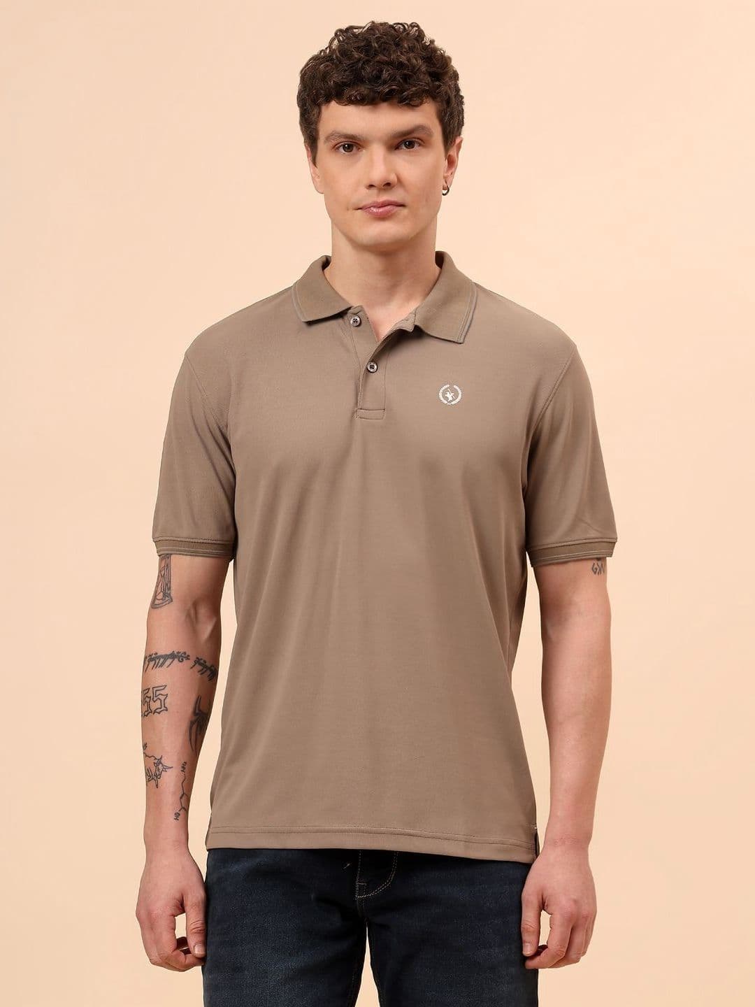 Cantabil Men Solid Polo Collar T-shirt - view 1