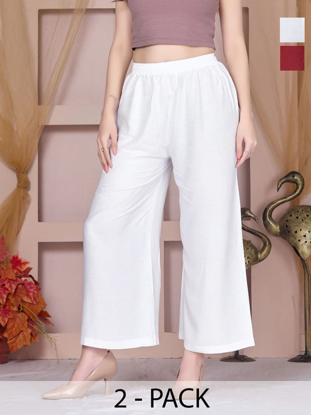 Vivika Women Pack Of 2 Flared Mid Rise Palazzos - view 1