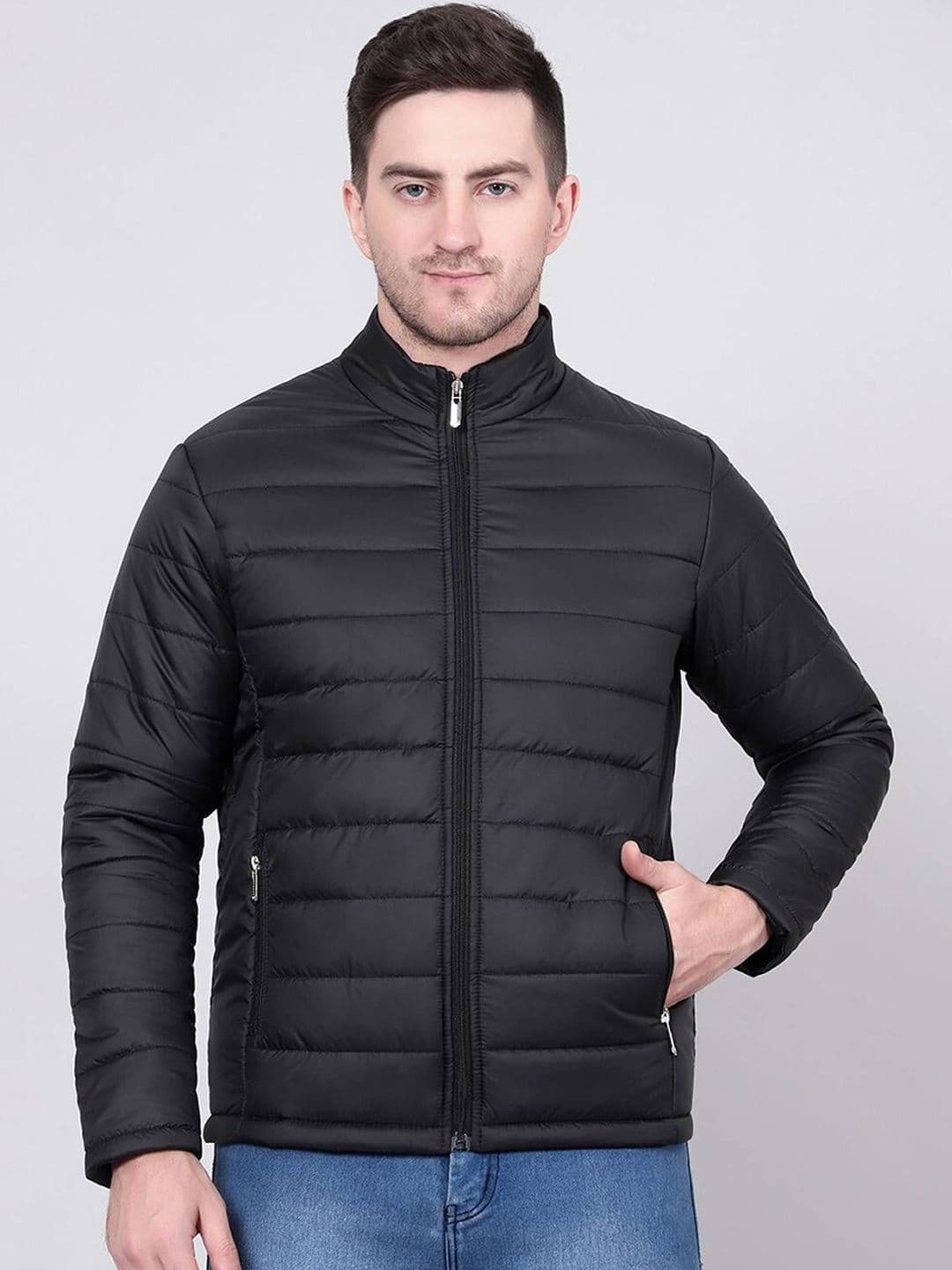 Stylecast X Kotty Men Mock Collar Solid Lightweight Puffer Jacket - view 1