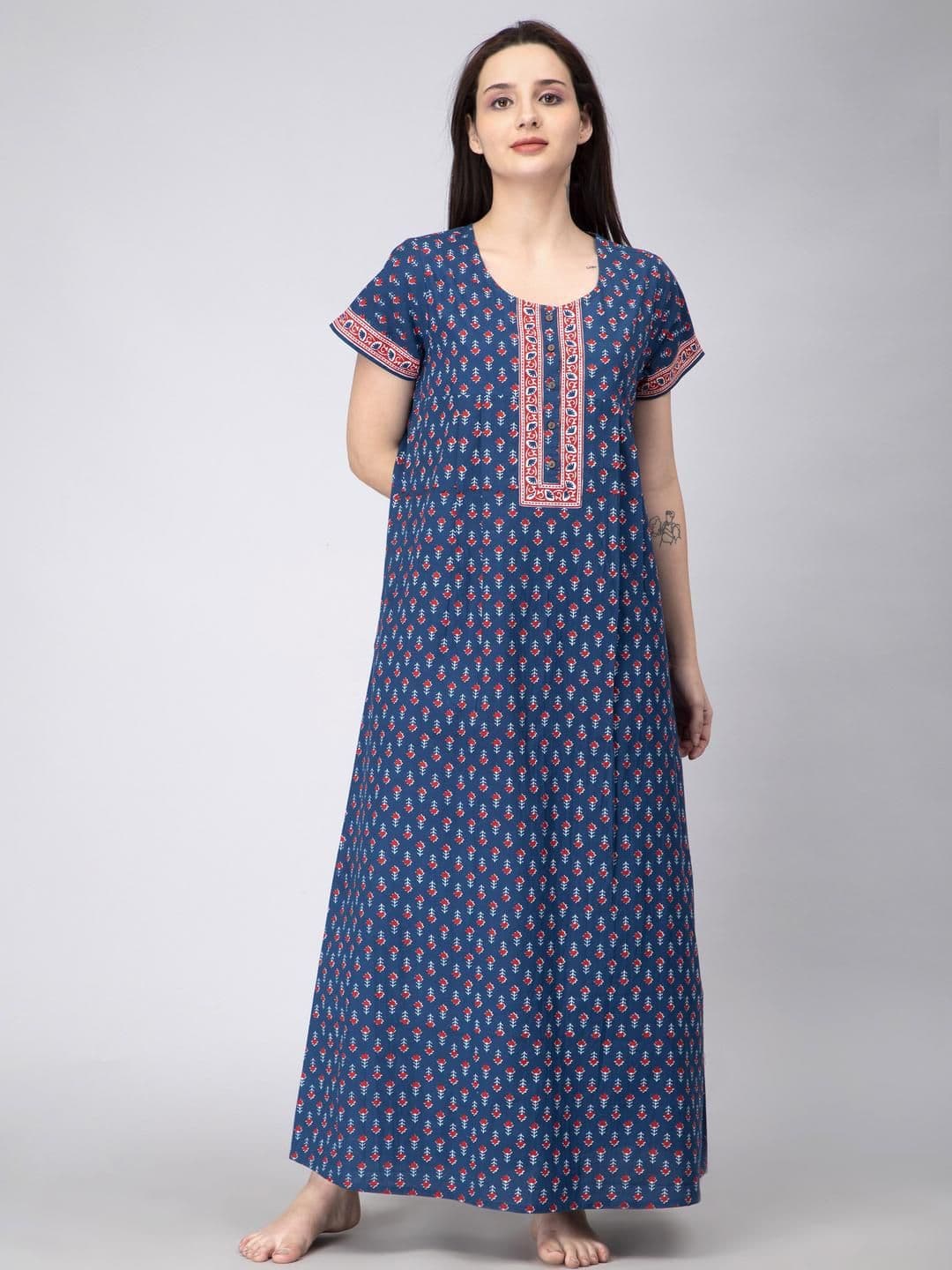 Nihsamah Women Printed Button Up Maxi Nightdress - view 1