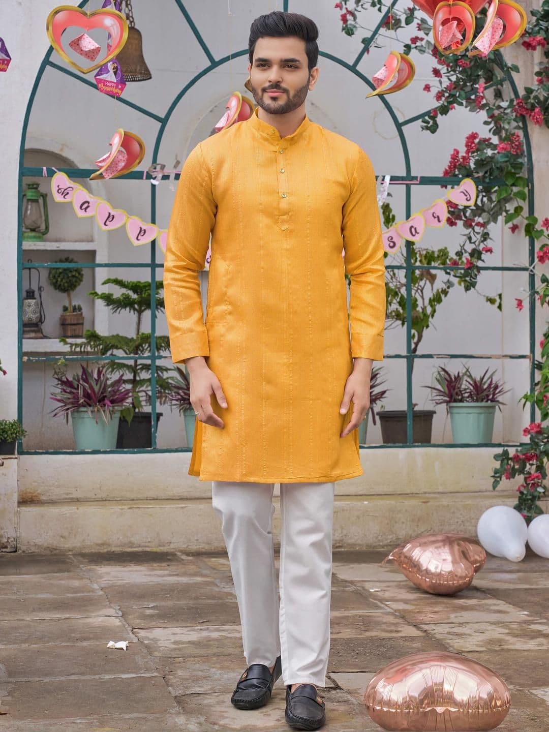 Archittam Men Yellow Kurtas - view 1