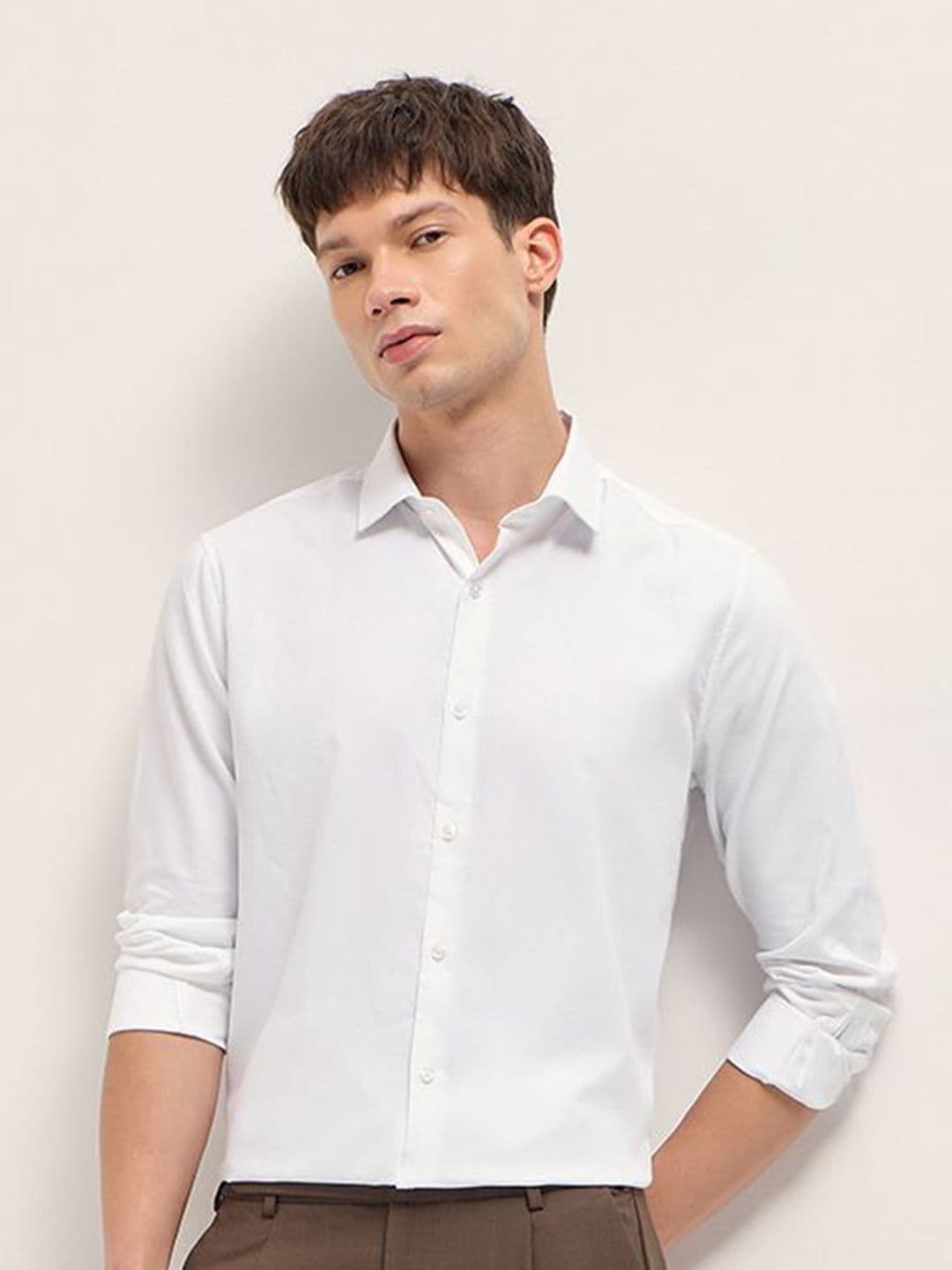 THE BEAR HOUSE Men Textured Spread Collar Formal Shirt - view 1