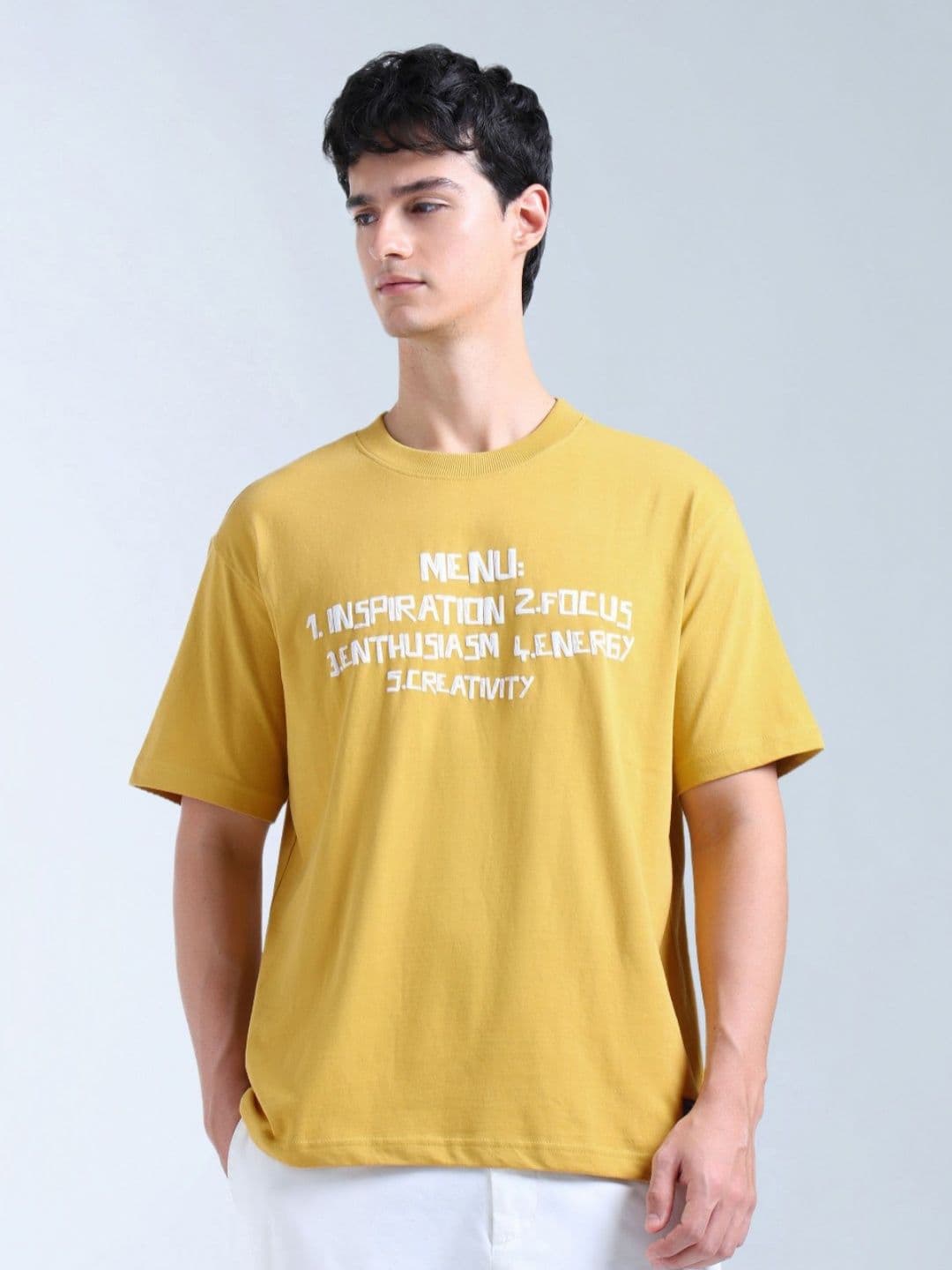 Flying Machine Men Typography Printed Round Neck Pure Cotton Relaxed Fit T-shirt - view 1