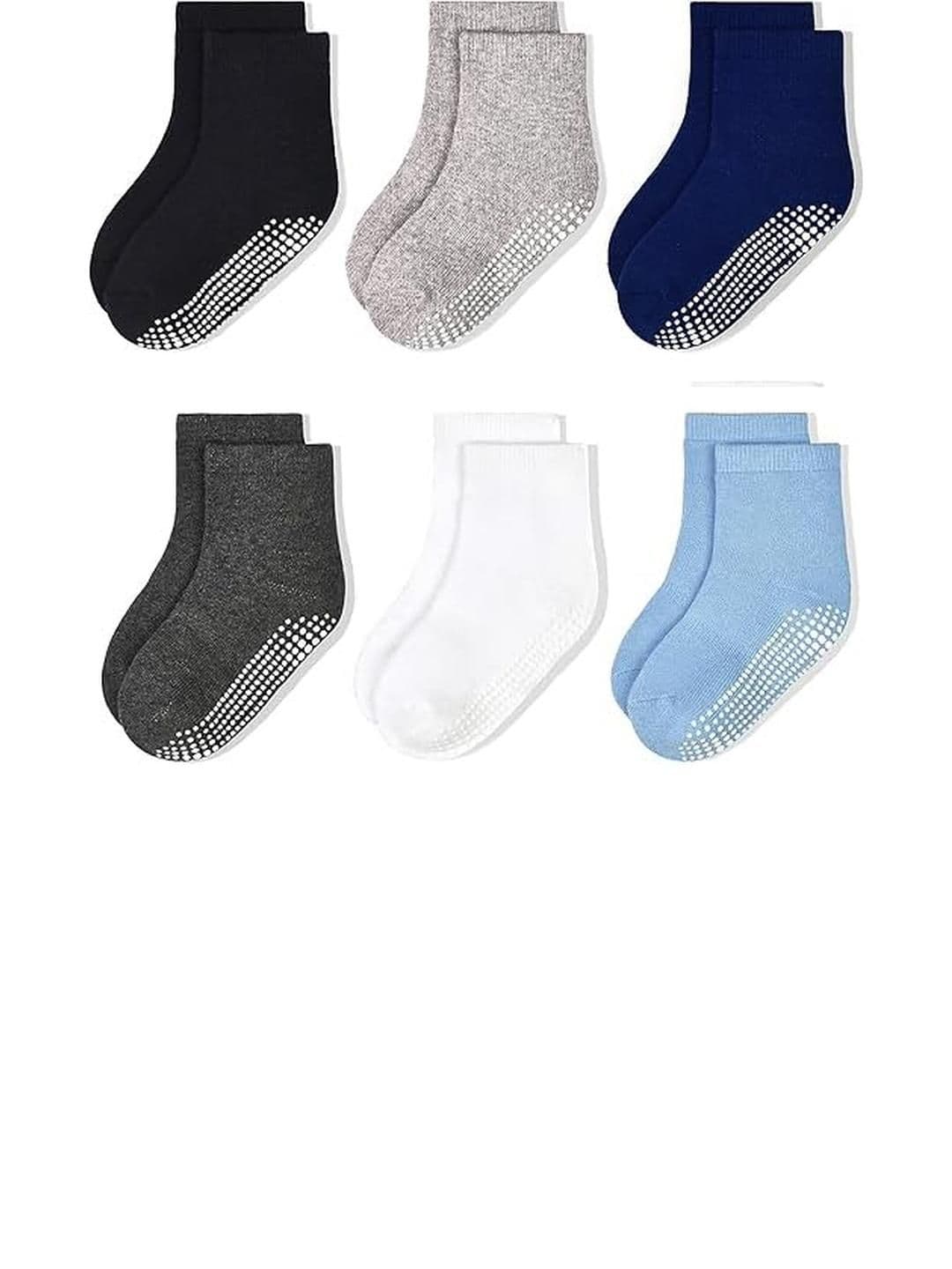 Teri Beri Unisex Kids Set of 6 Non Slip Grip Ankle Socks with Non Skid Soles - view 1