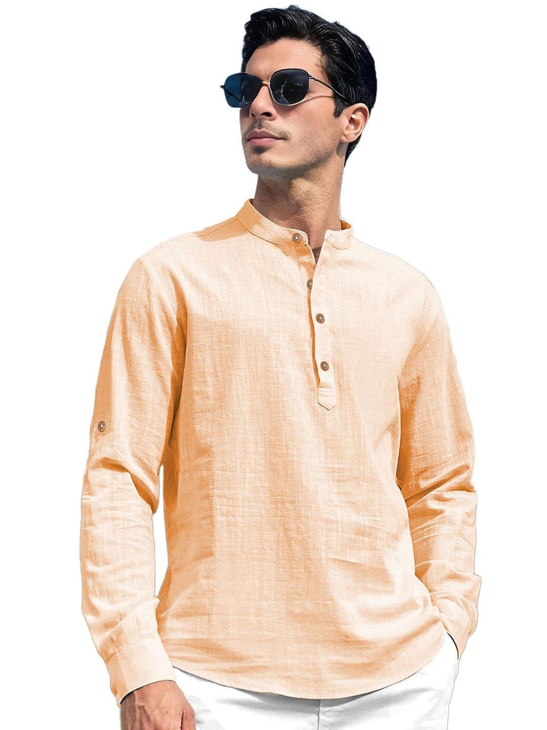 Yugnik Men Cotton Slim Fit Short Kurta - view 1