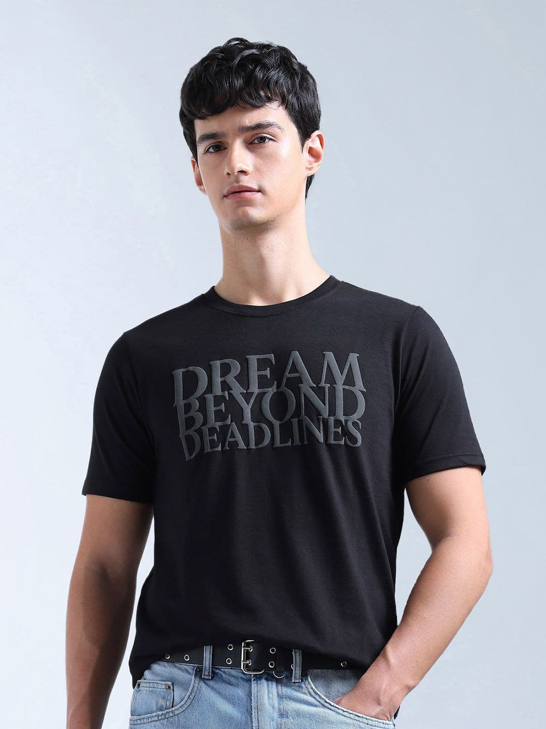 Flying Machine Typography Printed Round Neck T-shirt - view 1