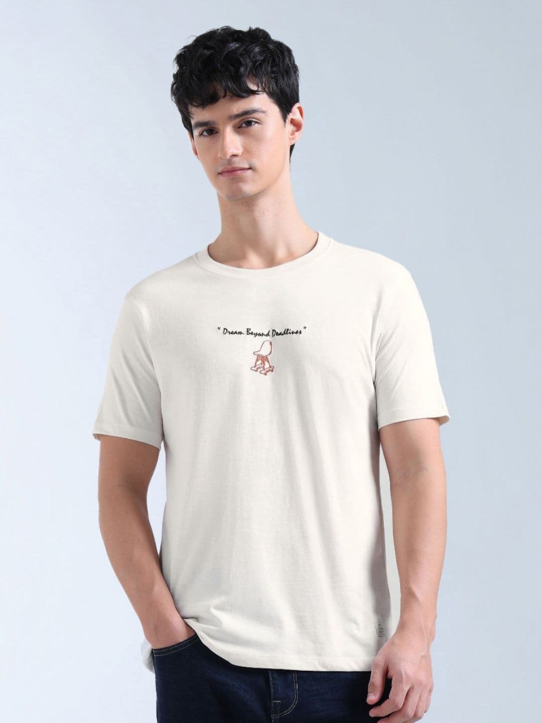 Flying Machine Men Graphic Printed Round Neck Pure Cotton T-shirt - view 1