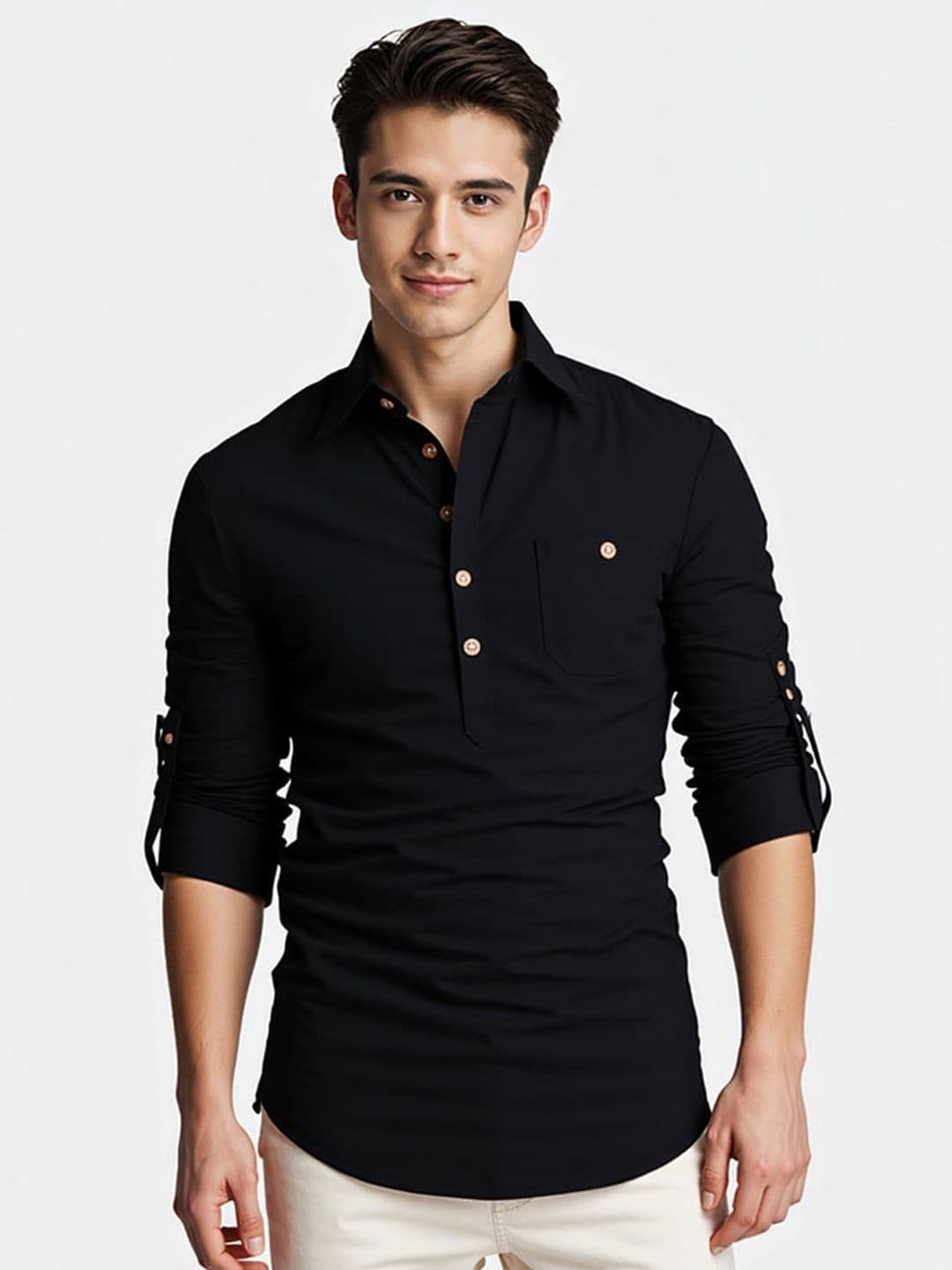 Yugnik Men Cotton Band Collar Kurta - view 1
