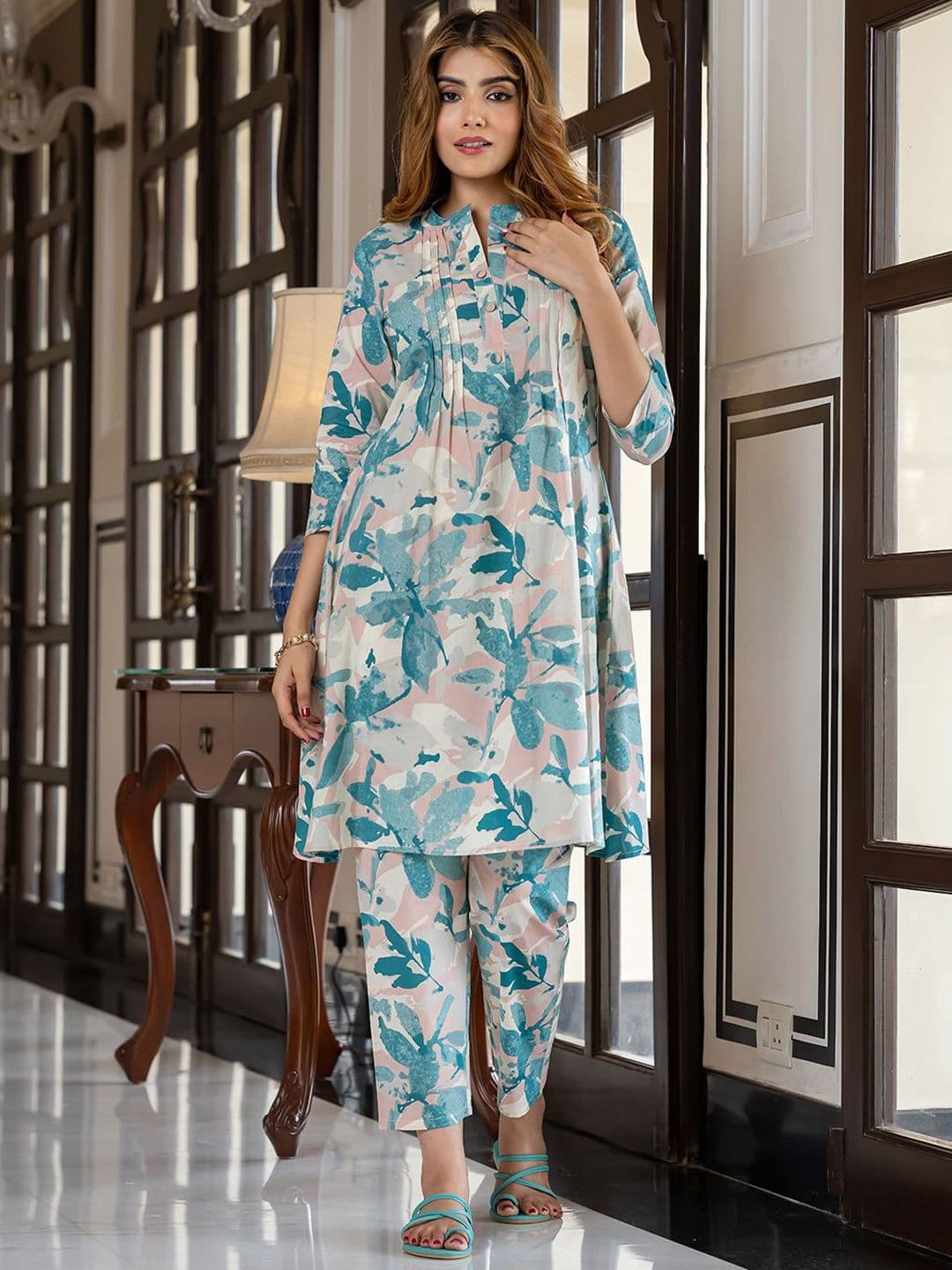 KALINI Women Printed Pure Cotton Tunic & Trousers Co-Ord Set - view 1