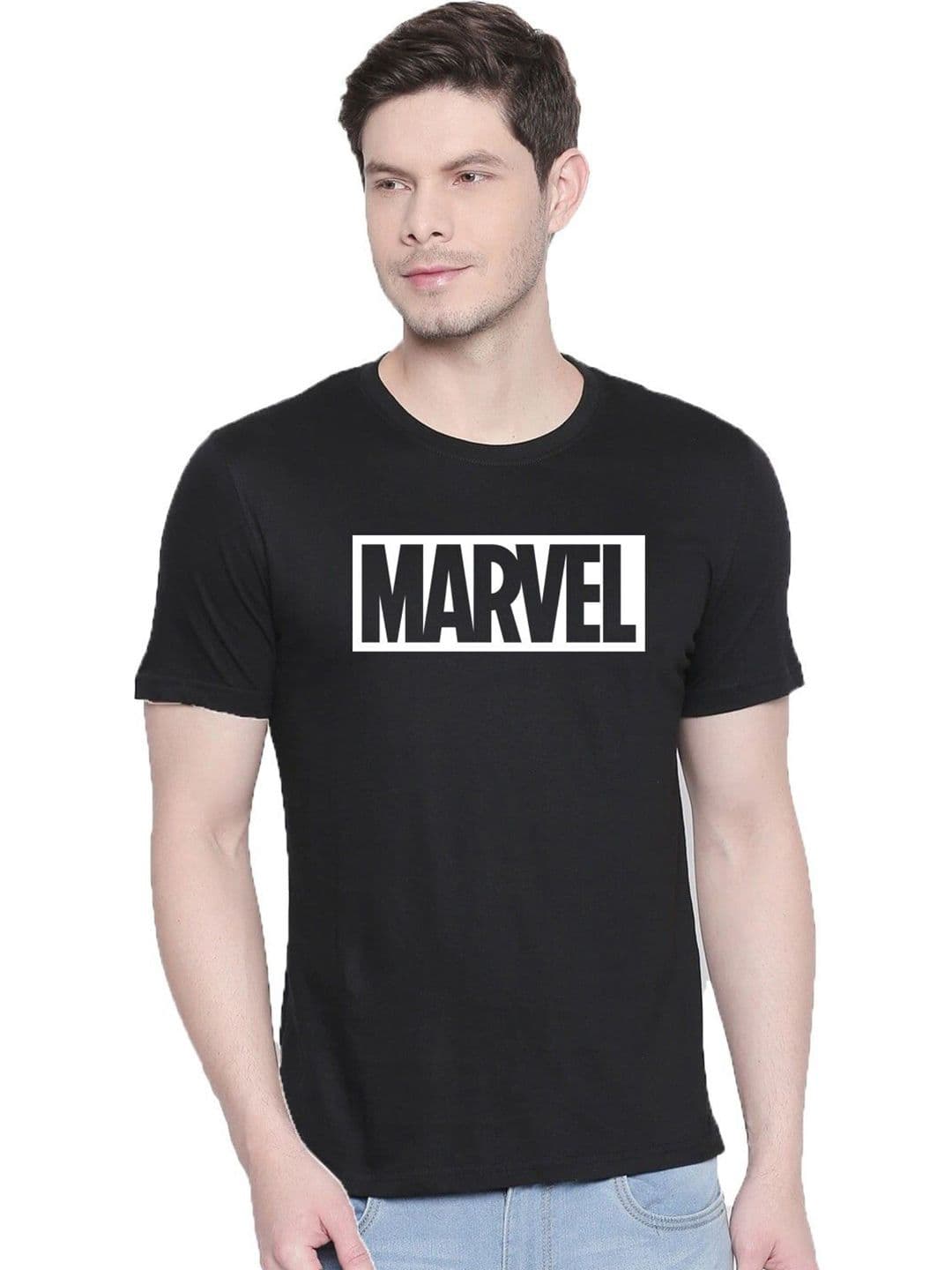 Organic Chics Men Marvel Typography Printed Round Neck Cotton T-shirt - view 1