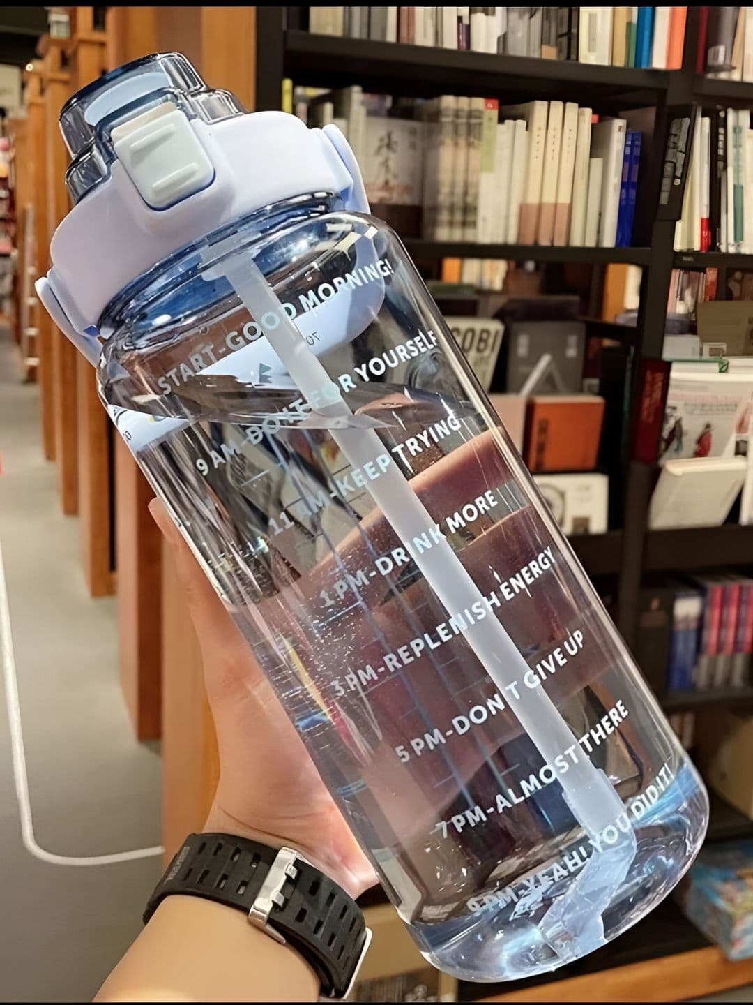 Virtuous Blue & Transparent Typography Printed Spill Proof Sipper Water Bottle 2000 ml - view 1