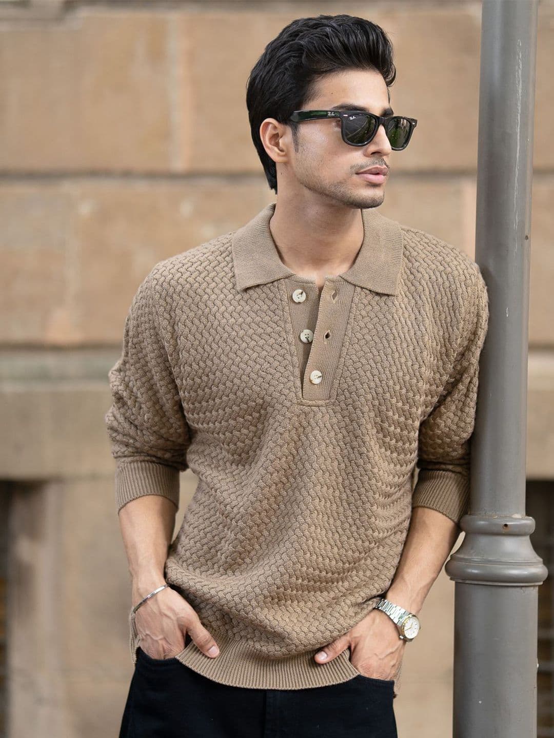 Powerlook Men Knit Self Design Sweaters - view 1