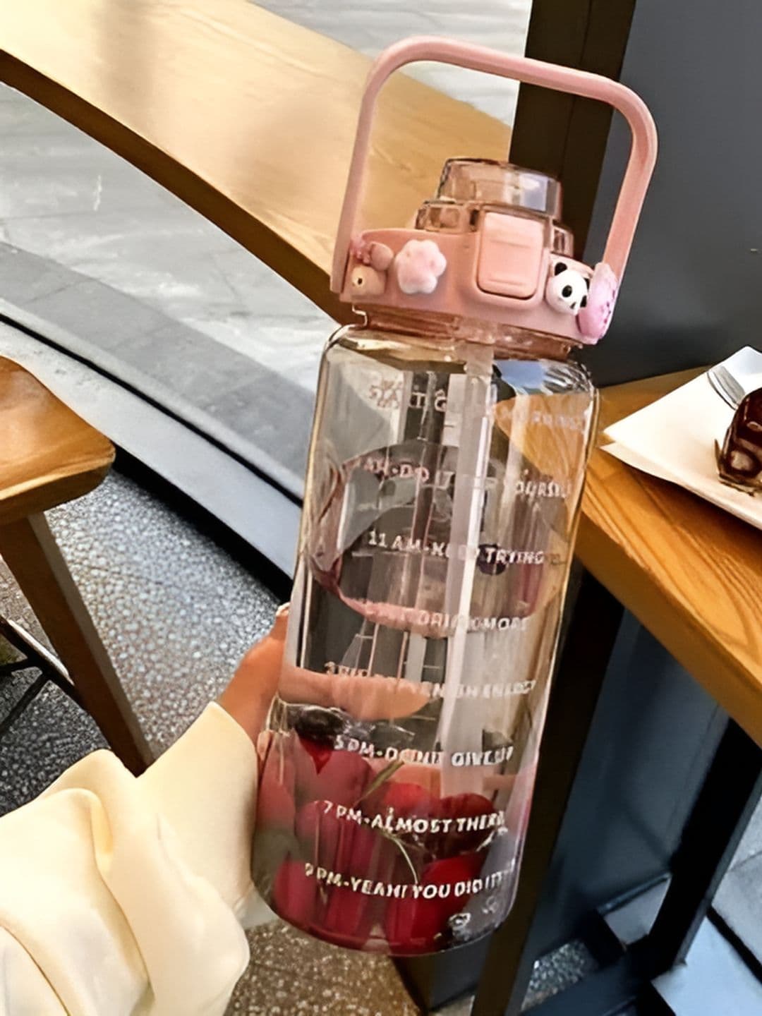 Virtuous Pink & Transparent Typography Printed Spill Proof Sipper Water Bottle 2000 ml - view 1