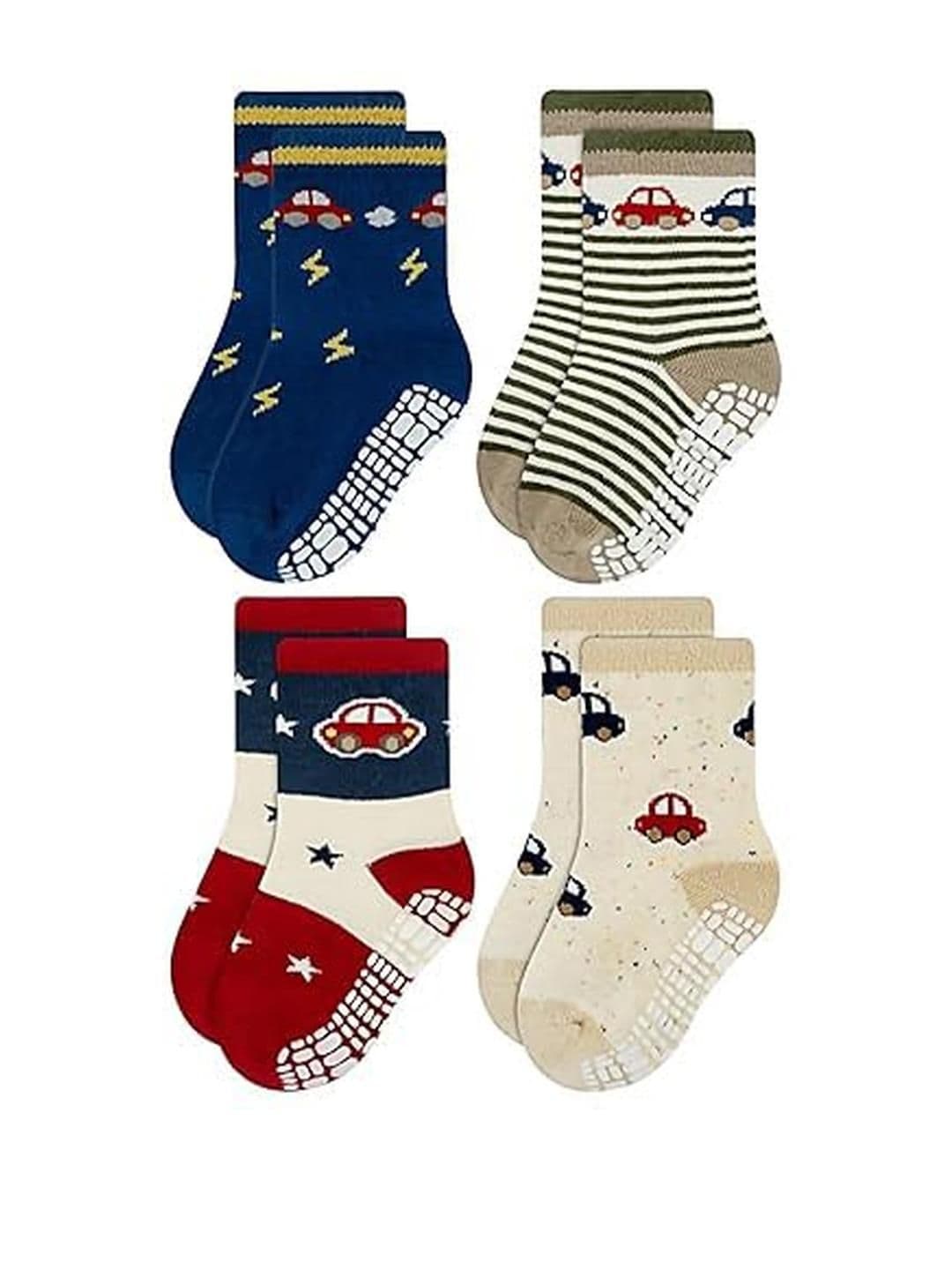 Teri Beri Unisex Kids Pack of 4 Non Slip With Grip Ankle Socks - view 1