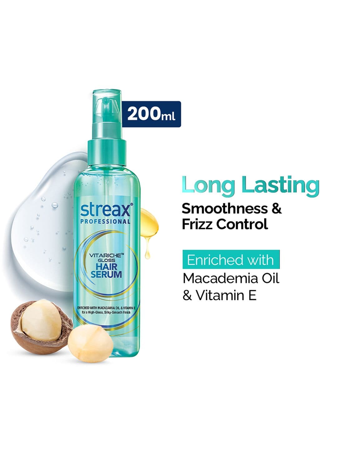 Streax Professional Vitariche Gloss Hair Serum for All Hair Types - 200 ml - view 1