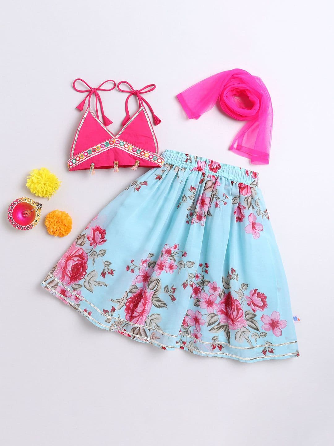 MANY FROCKS & Girls Embellished Ready to Wear Lehenga Blouse With Dupatta - view 1