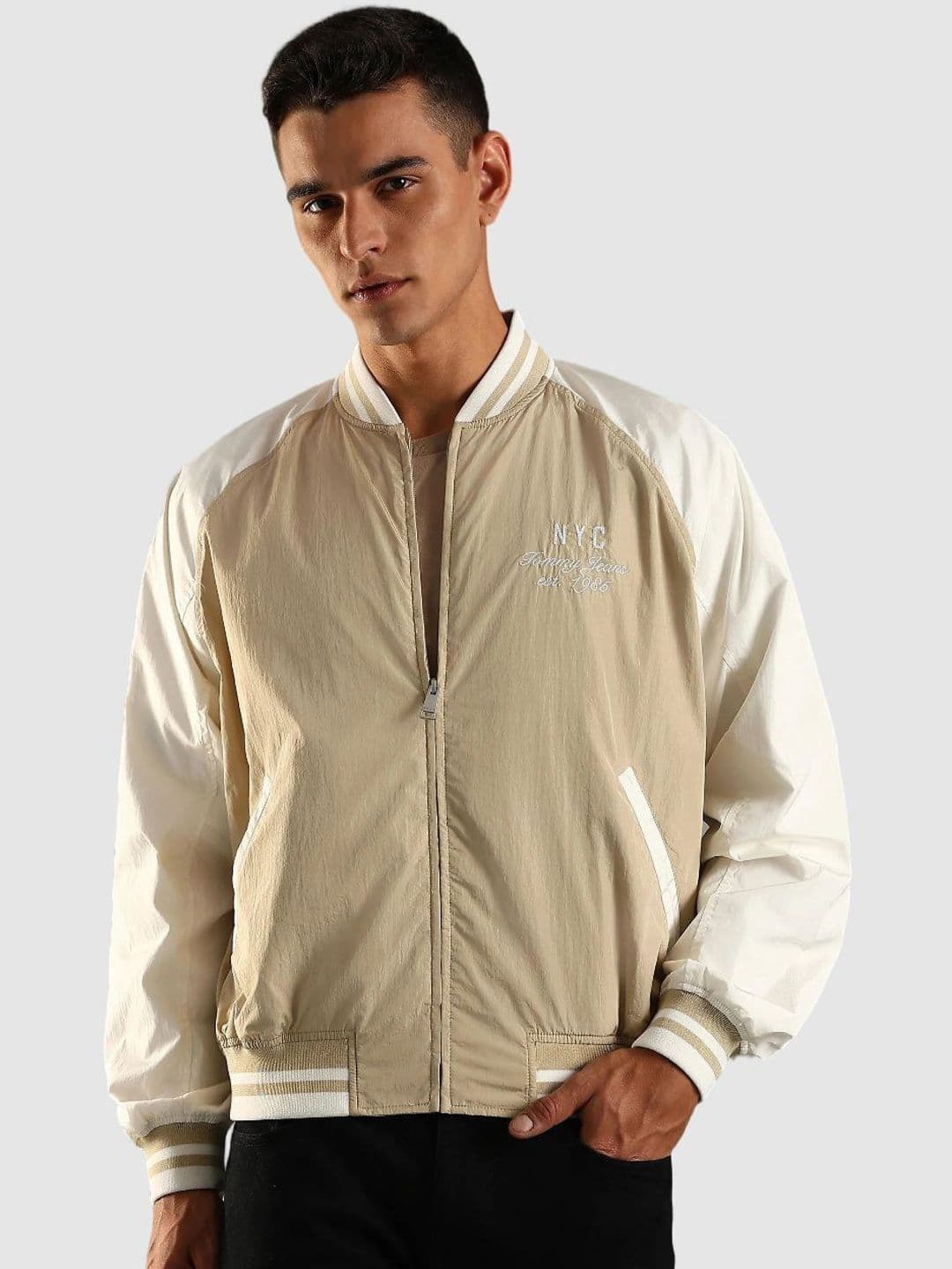 Tommy Hilfiger Men Stand Collar Typography Bomber Jacket - view 1